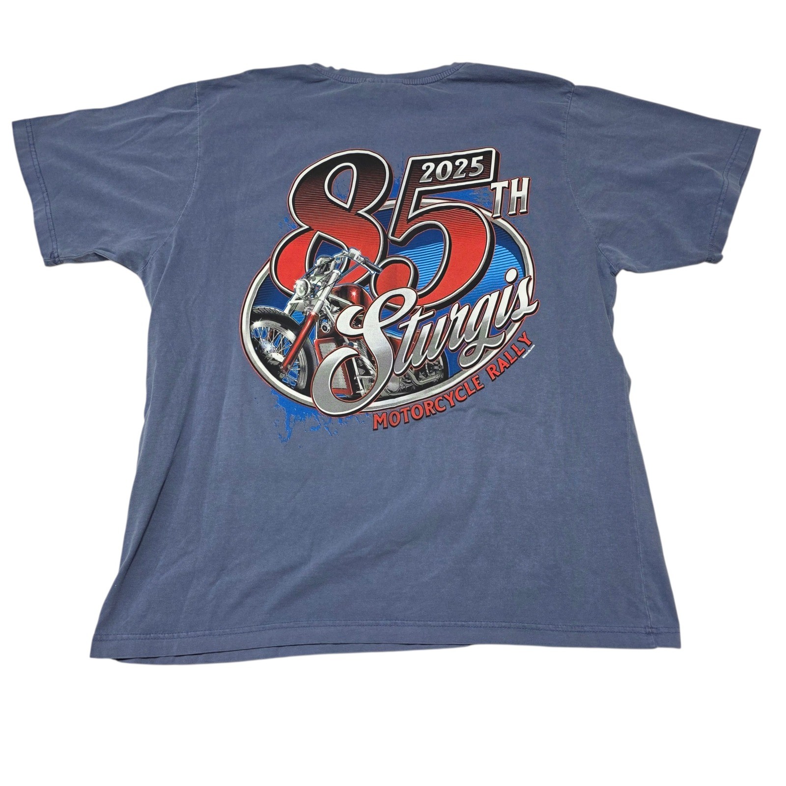 NEW US Vintage 85th Sturgis Motorcycle Rally 2025 T Shirt Blue XXL Cotton NWT