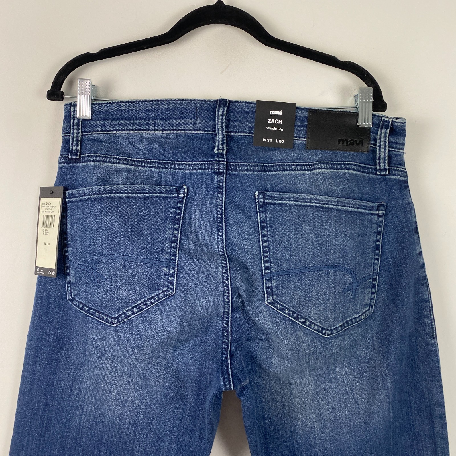 Mavi Zach Stretch Straight Leg Jeans Mens 34×30 Dark Nashville Denim