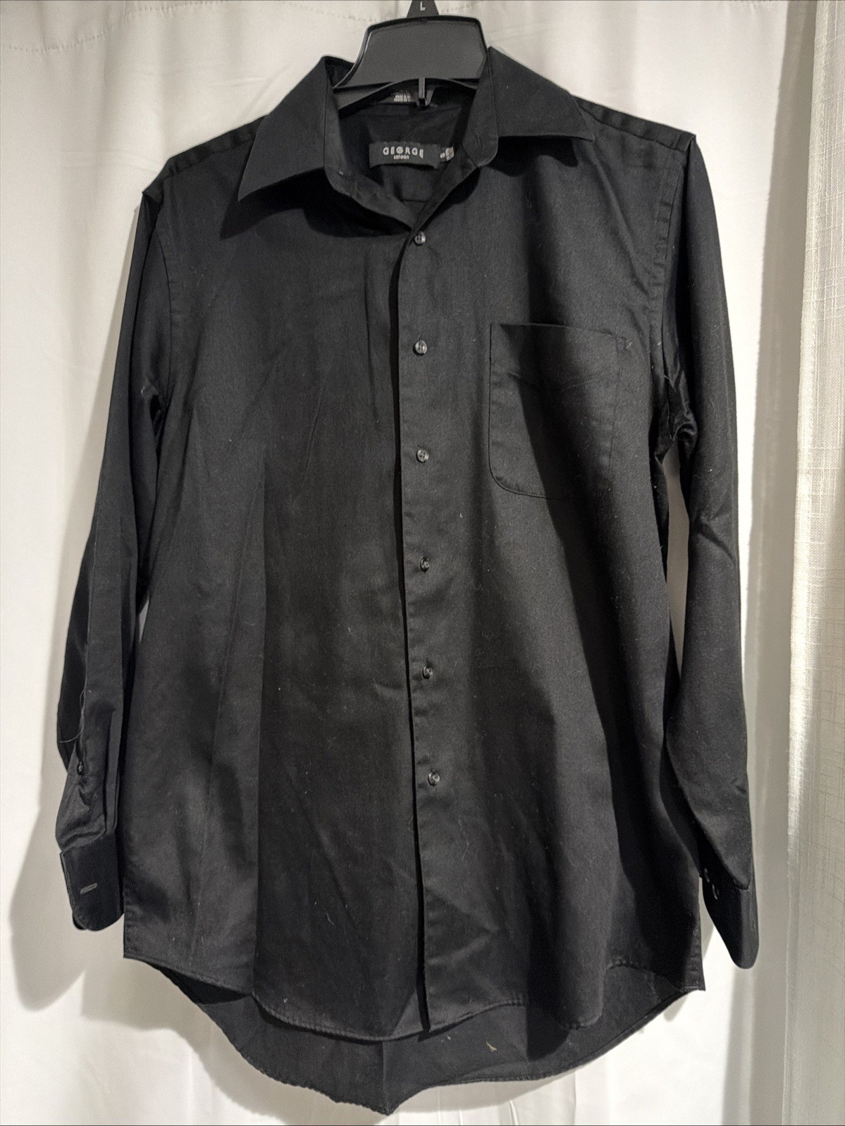 George Men’s Black Shirt S/CH Neck (14-14.5)Chest(34-36);Sleeve(32-33)