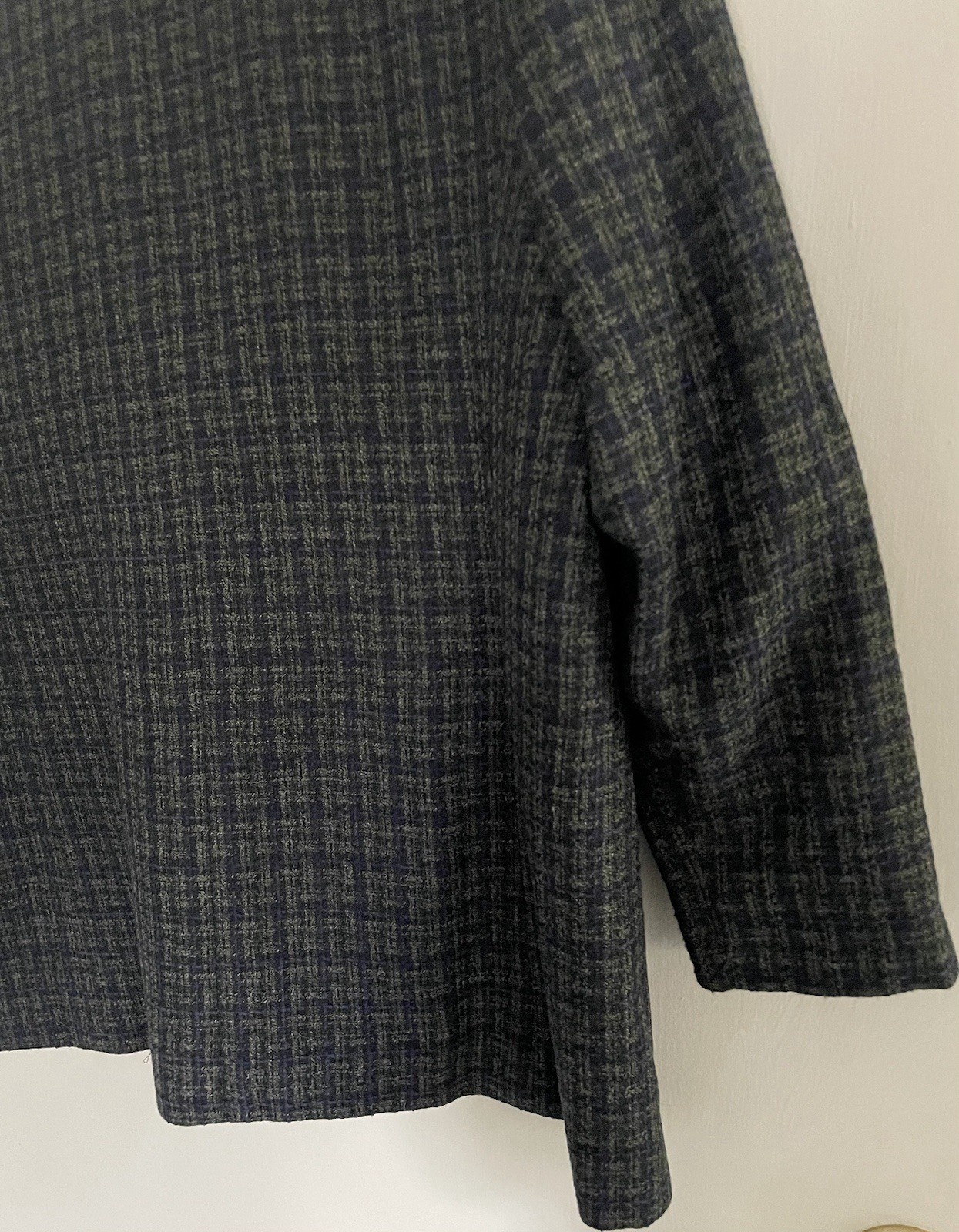 Vtg Adolfo Studio Women’s 2 Piece Tweed Skirt Suit Gray Blue Blazer Work Size 14