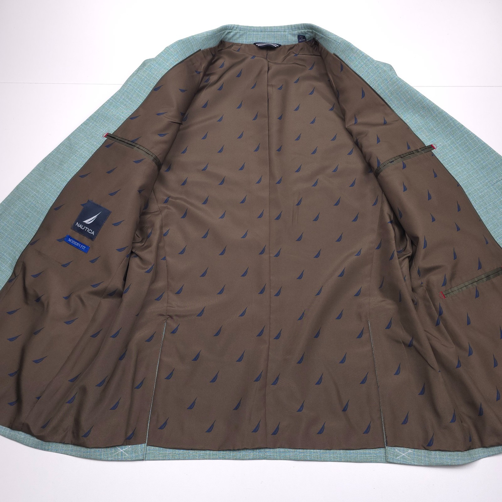 Nautica Gaff Suit Mens 38S X 32 Modern Fit Mint Green Two-Piece Nested