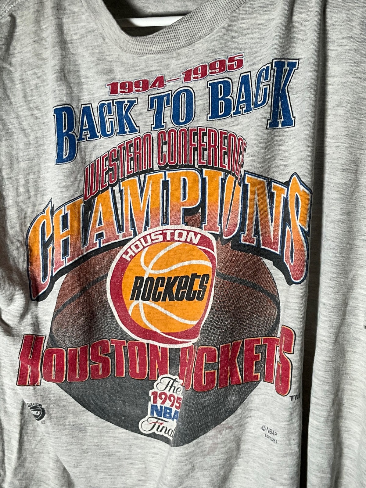 Vintage 1995 Houston Rockets Western Conference Back To Back Champions TShirt L