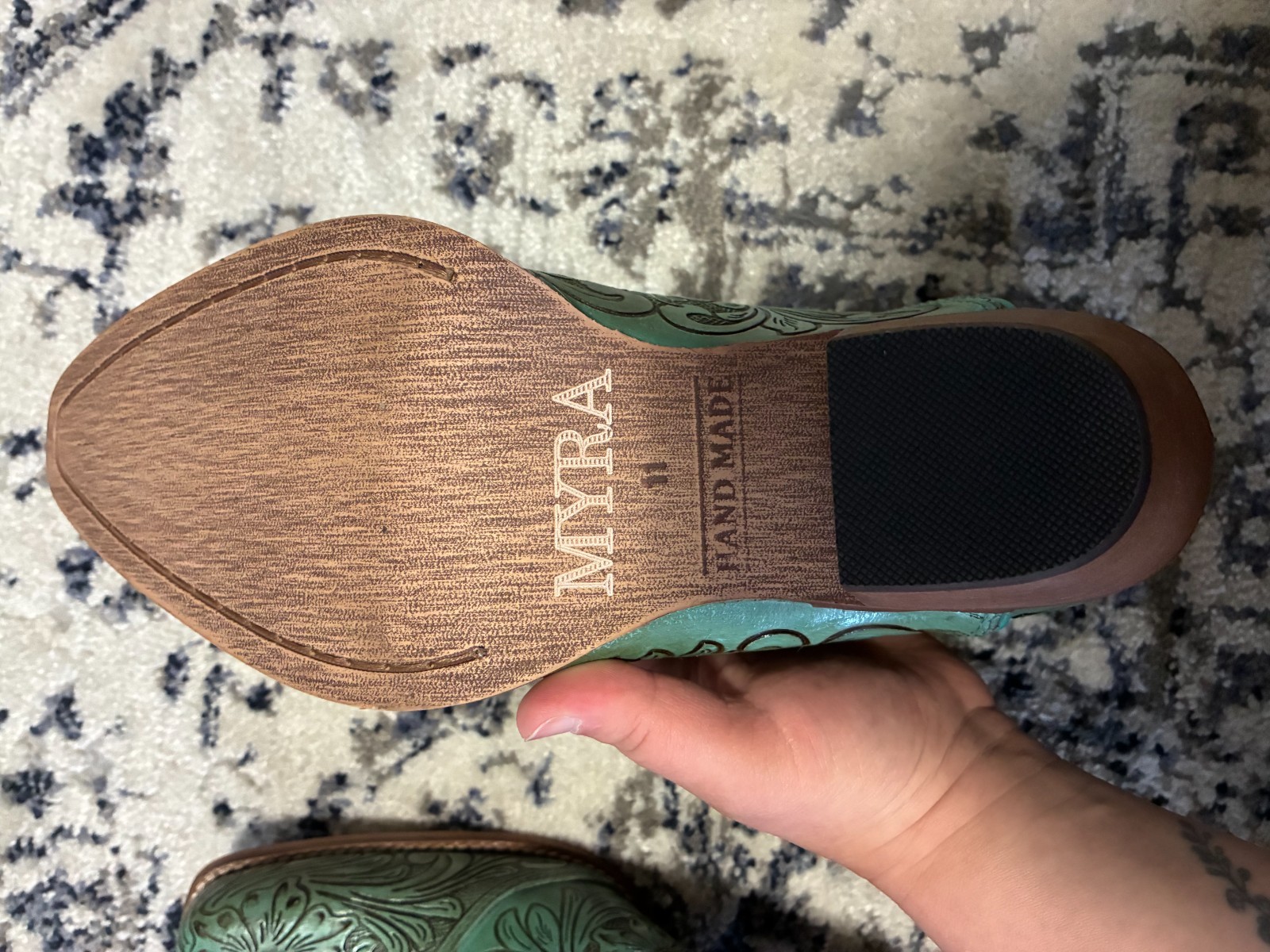 Myra Hand Tooled Western Booties in Turquoise Women’s Size 11