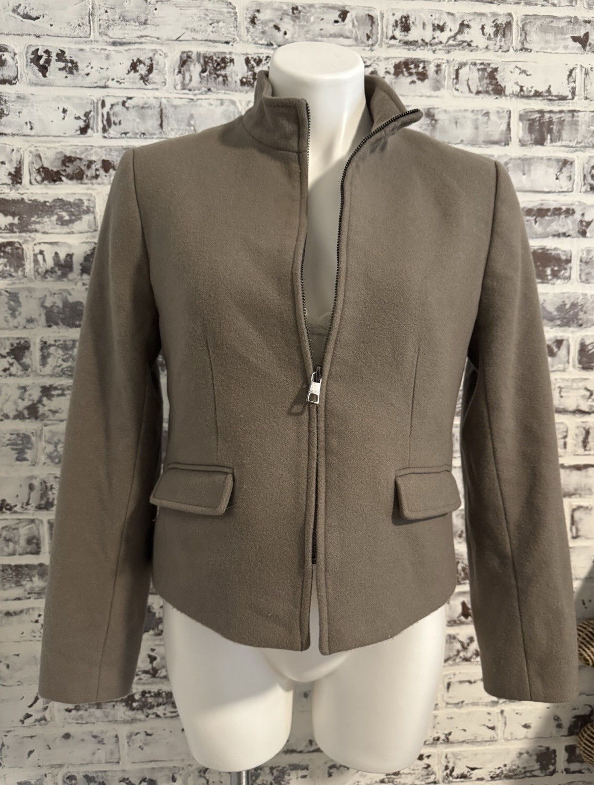 Banana Republic Mario Bellucci Wool Blend Coat Jacket Camel/Brown w/Full Zipper