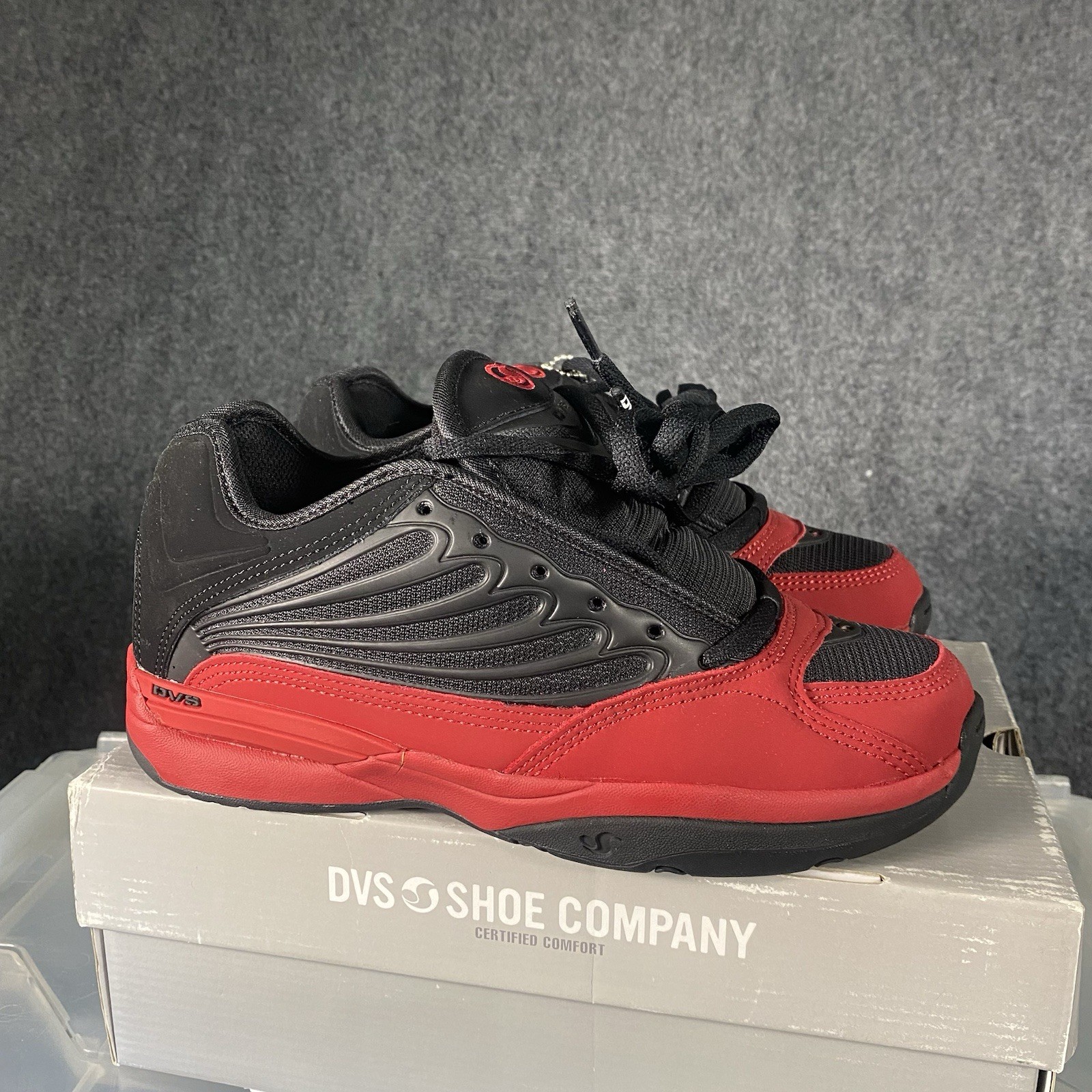 Vintage DVS HUF Skate Shoes Mens Size 6 Black Red Puffy Sneakers 2000s Keith