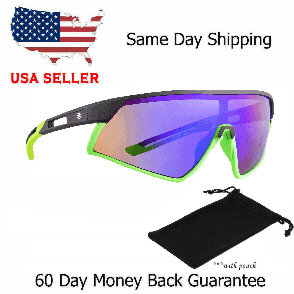 Oversized One Piece Lens Sports Shield Baseball Cycling Sunglasses Mirror