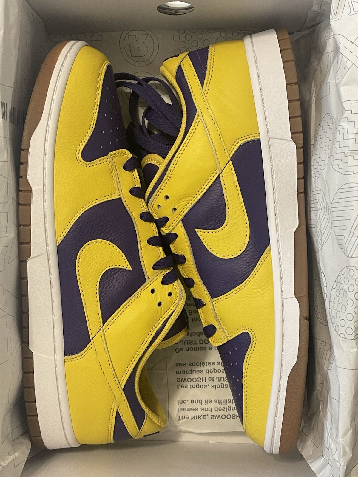 Nike ID Dunk low “Lakers” , “LSU” (Gold/Purple/Gum) Sz 12
