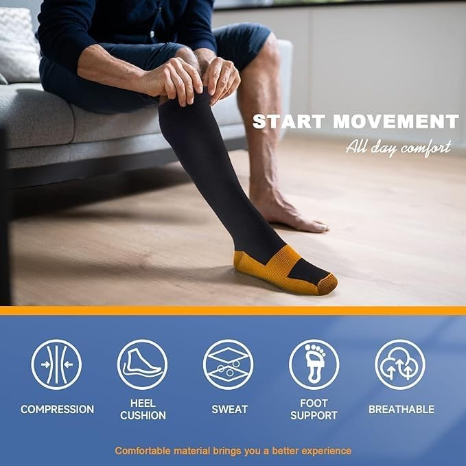 6 Pairs Copper Compression Socks 20-30mmHg Graduated Support Mens Womens S-XXL
