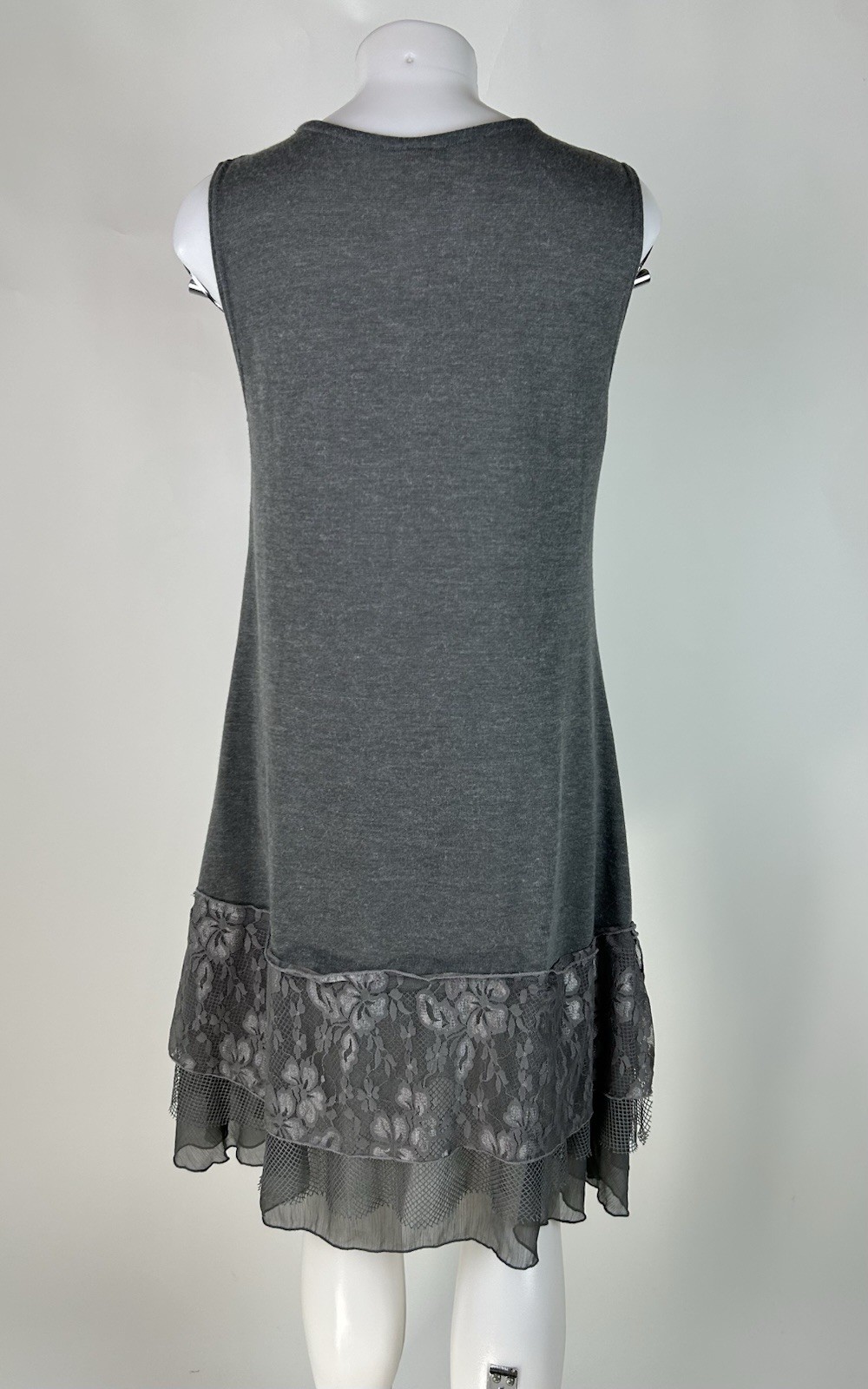 Pretty Angel Size Large Gray Linen Cotton Sleeveless Tank Dress Ruffle Fairy