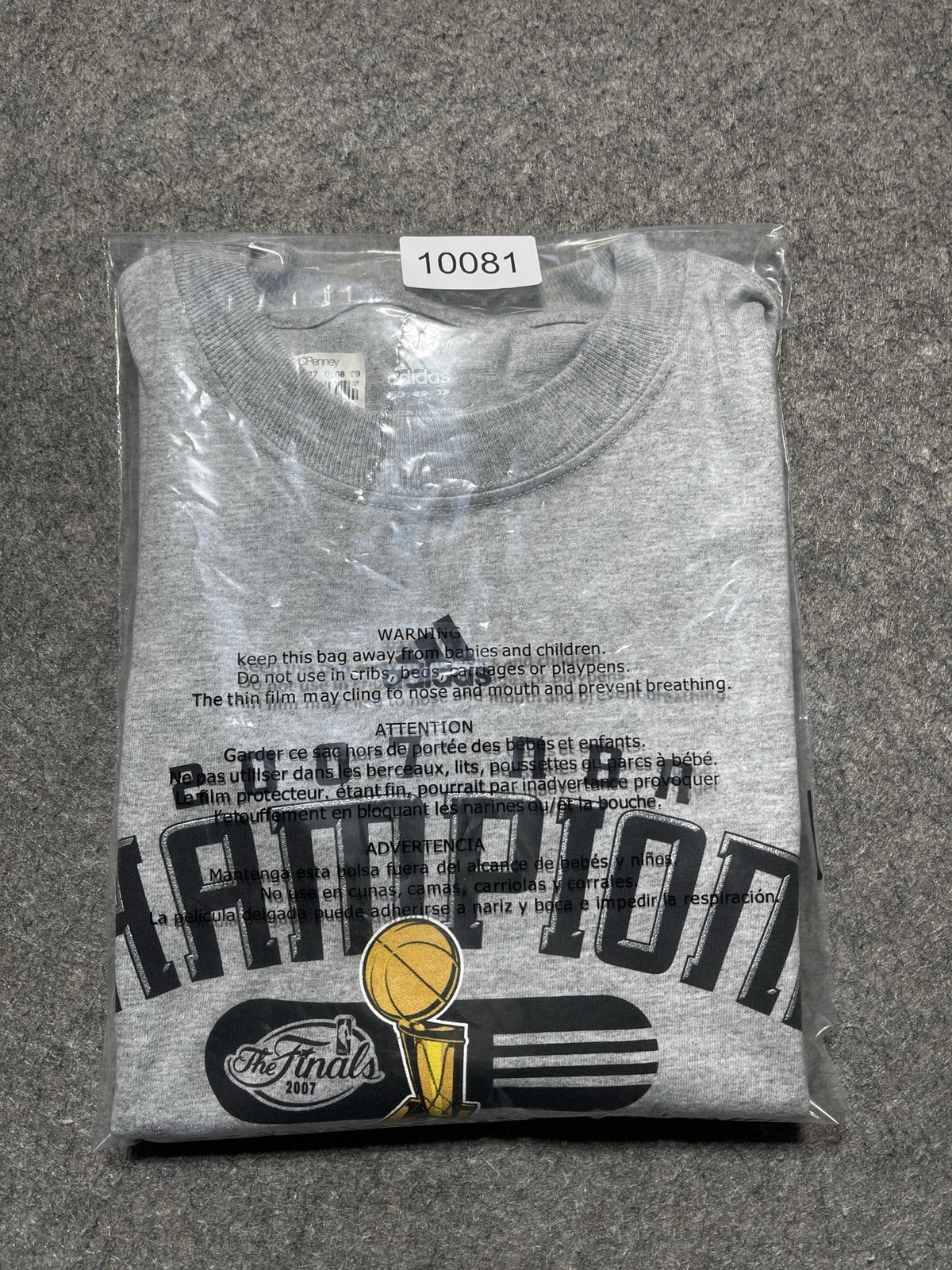 NEW San Antonio SPURS NBA FINALS Champions locker Room Lg Adidas Gray 2007 Shirt