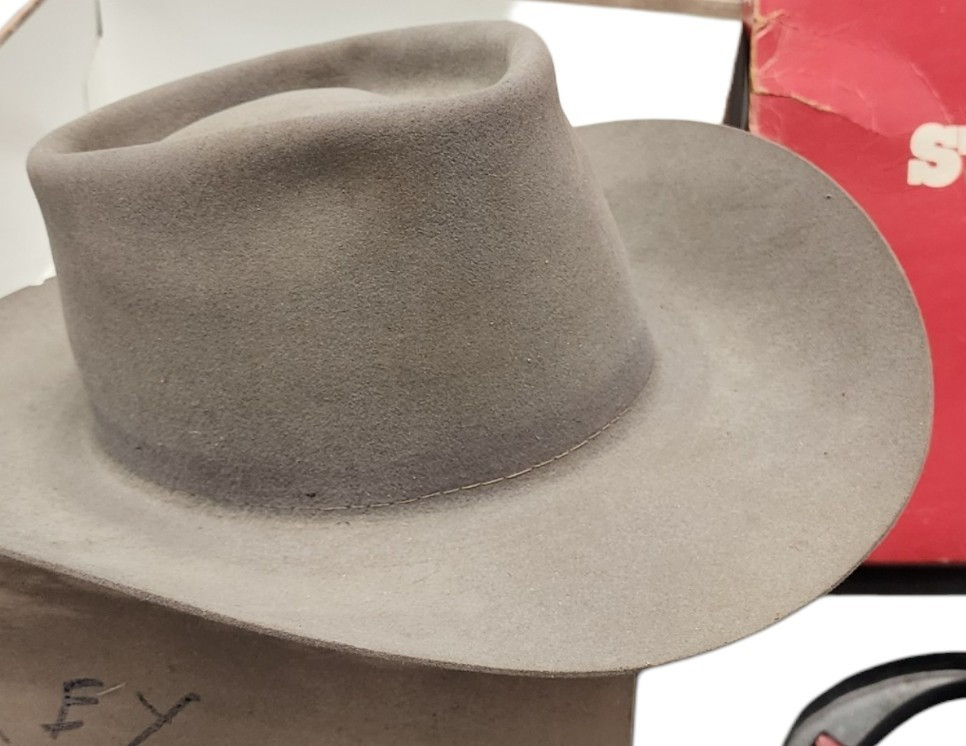 Stetson Stampede Cowboy Hat Smoke Grey 4X Fur Felt Western Hat w/ Box Size 7