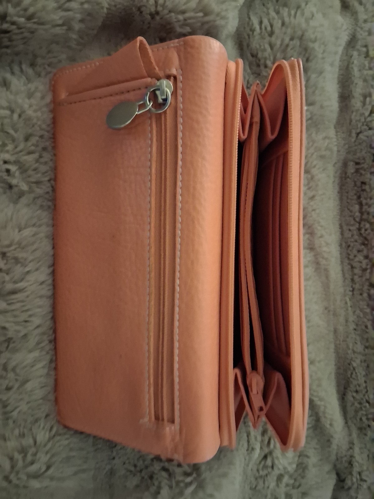 Vintage Buxton Bright Orange Leather Snap Closure Bifold Wallet with Check Book