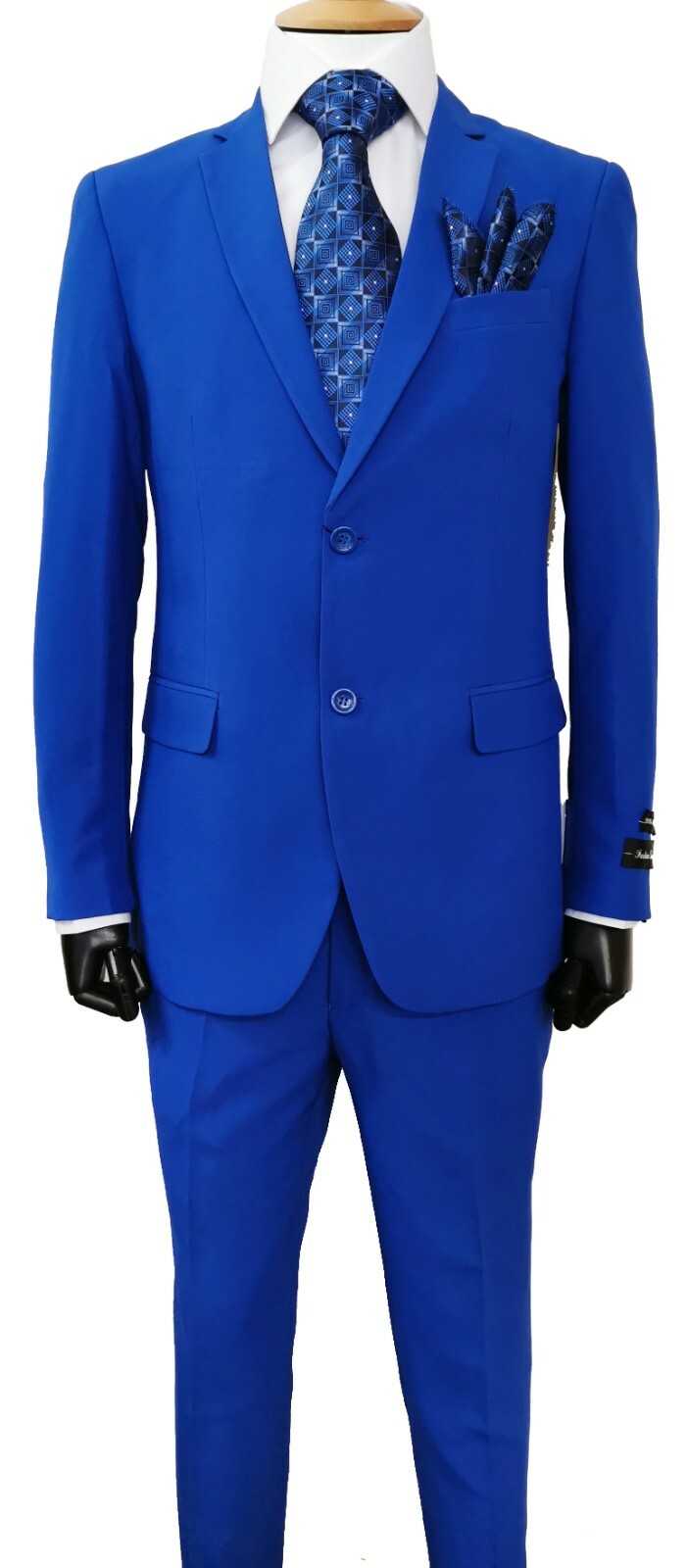 Men’s Two Button Slim Fit Suit Flat Front Pants Design By Fortino Landi 702Ps