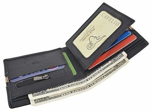 Men’s Premium Center Flap Card ID Holder Bifold Wallet With Zipper Coin Pocket