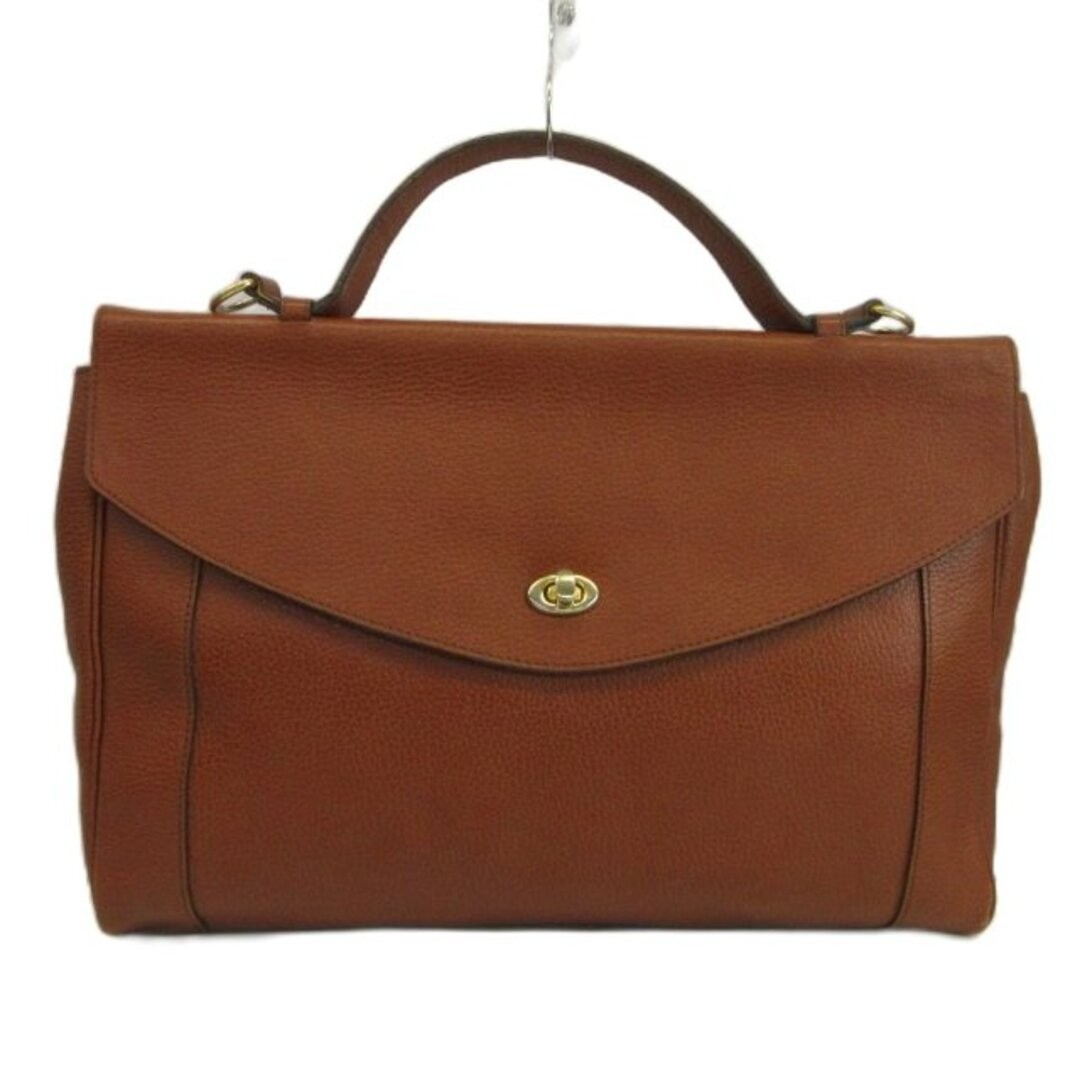 Monica Business Bag Briefcase Shoulder 2 Way Leather Turnlock Brown XZ Used feae