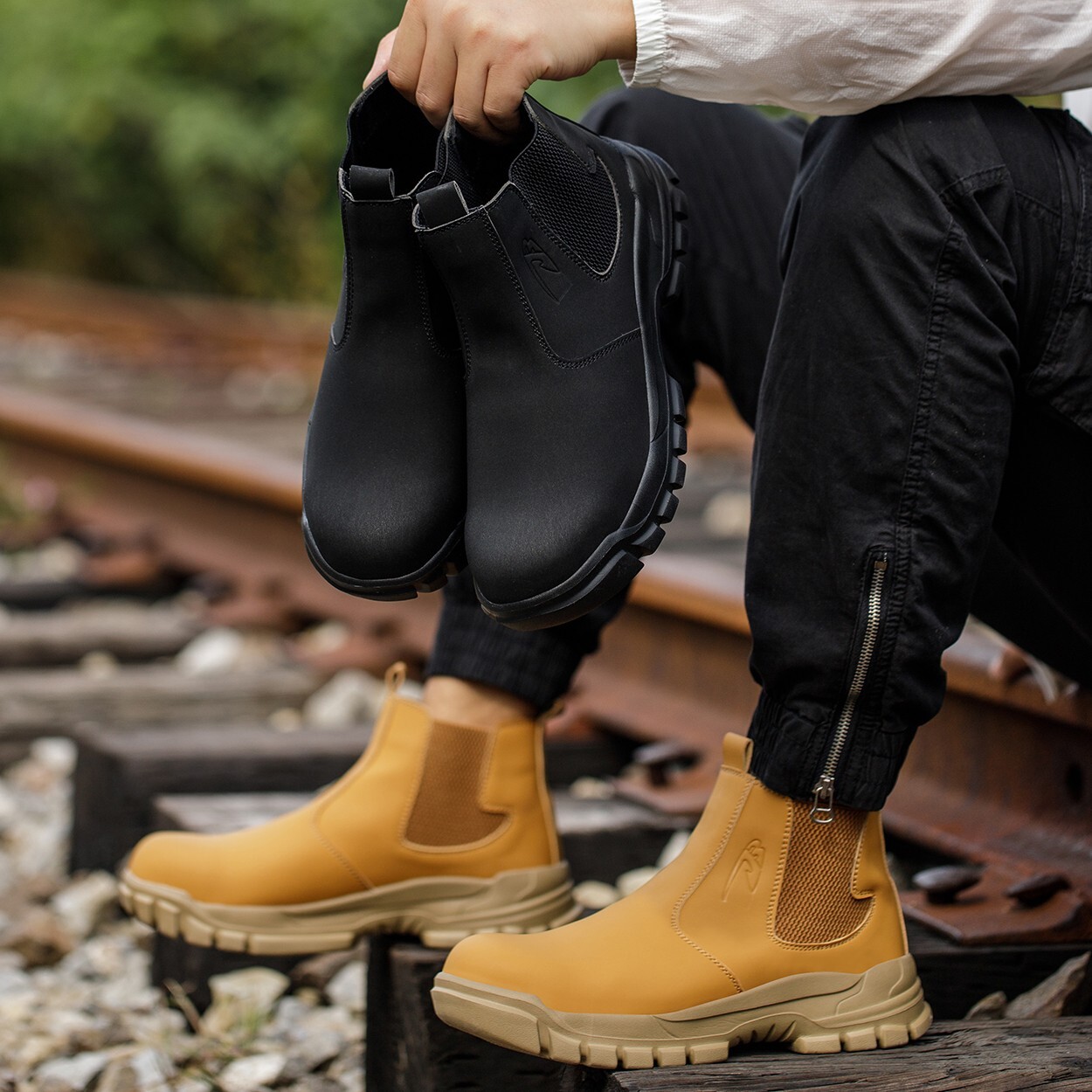 Mens Waterproof Work Boots Safety Shoes Steel Toe Botas De Trabajo Para Hombre