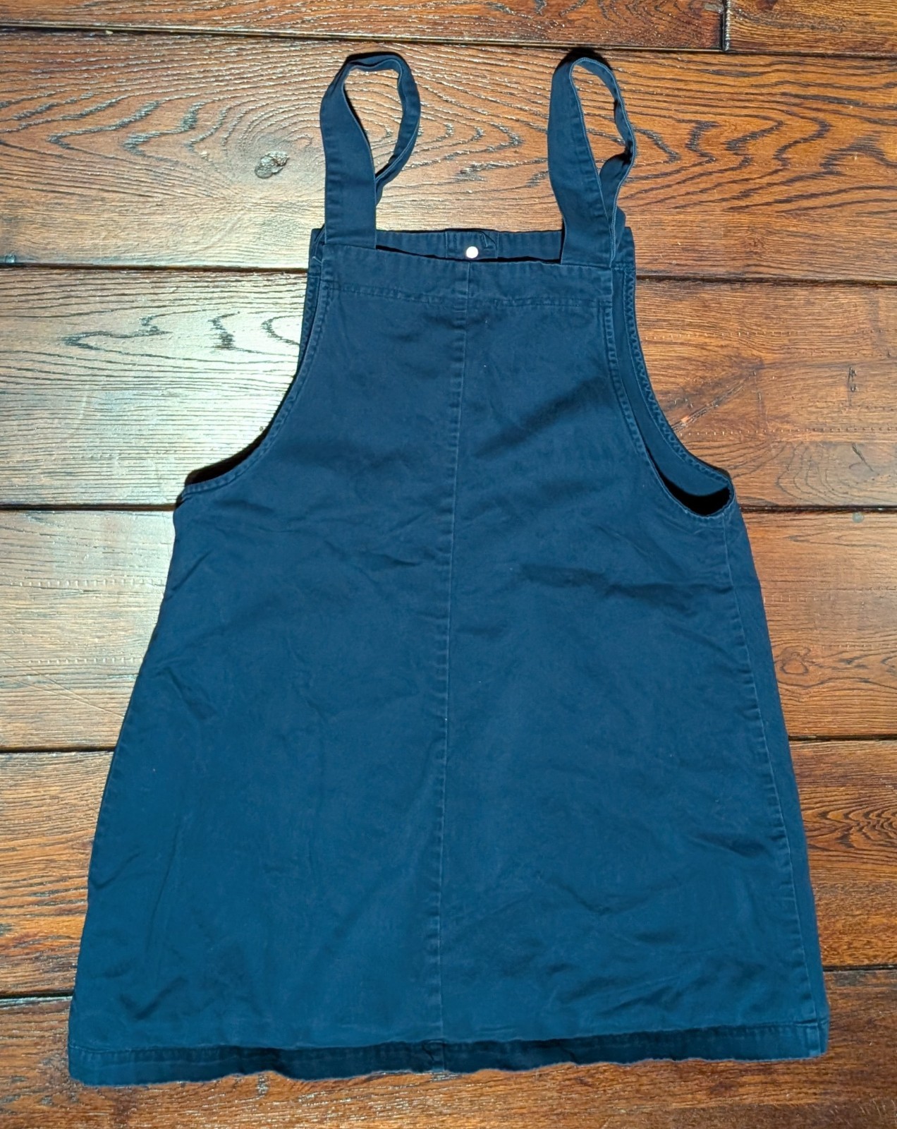 A. BYER Women’s / Juniors Overall Style Mini Dress Navy Blue Metal Buttons Sz 11
