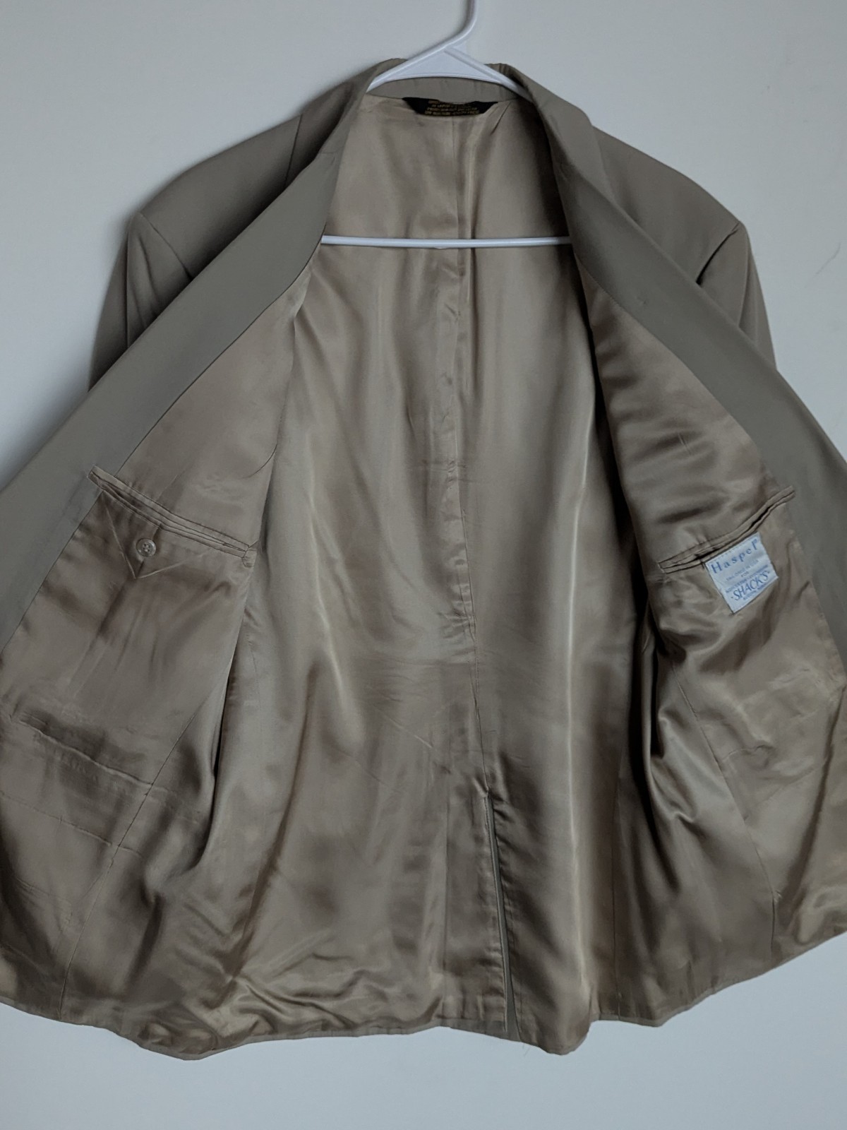 HASPEL Vtg Solid Beige Khaki BLAZER SUIT COAT JACKET Men’s 40R