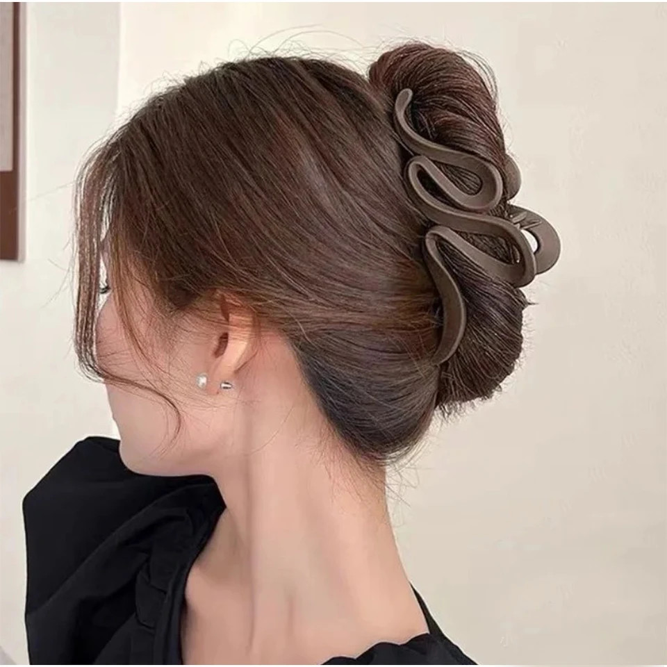 13cm Acrylic Hair Claw Clips Matte Wave Design Women Girls Hair Accessories Set