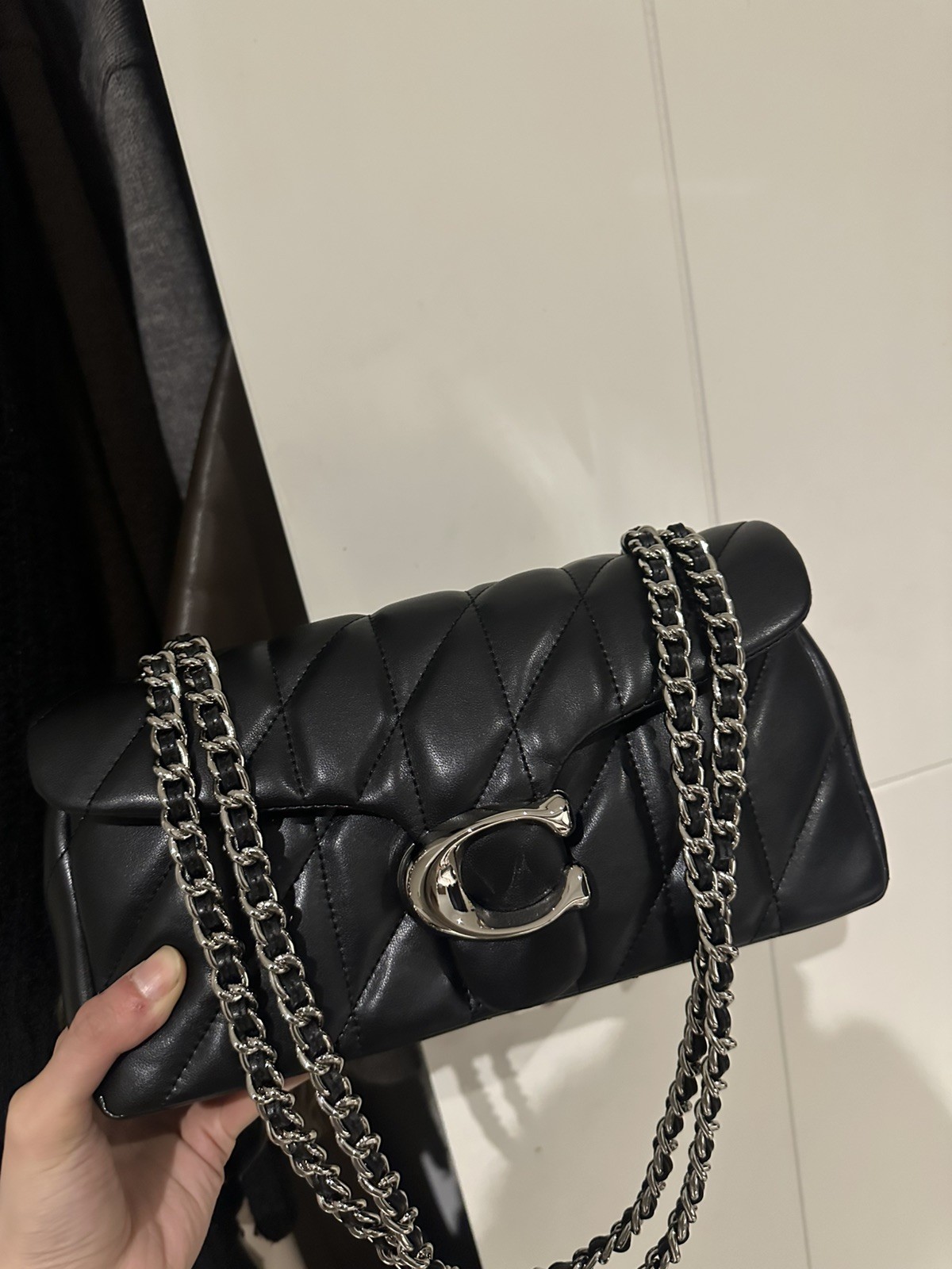 COACH Tabby Shoulder Bag 26 Quilted Black silver