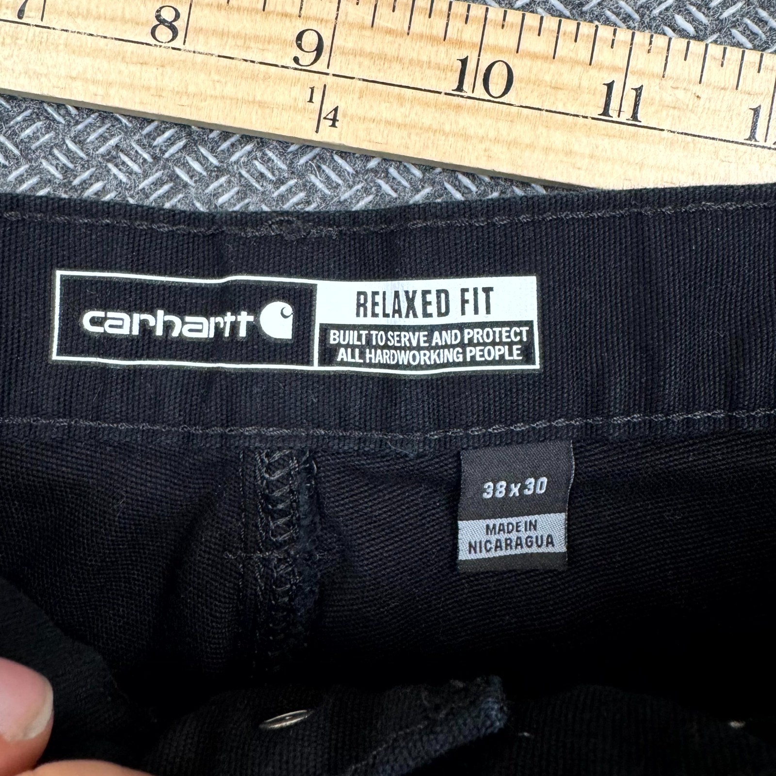 Carhartt Utility Work Pants Men 38×30 Black Relaxed Fit Hammer Loop Straight Leg