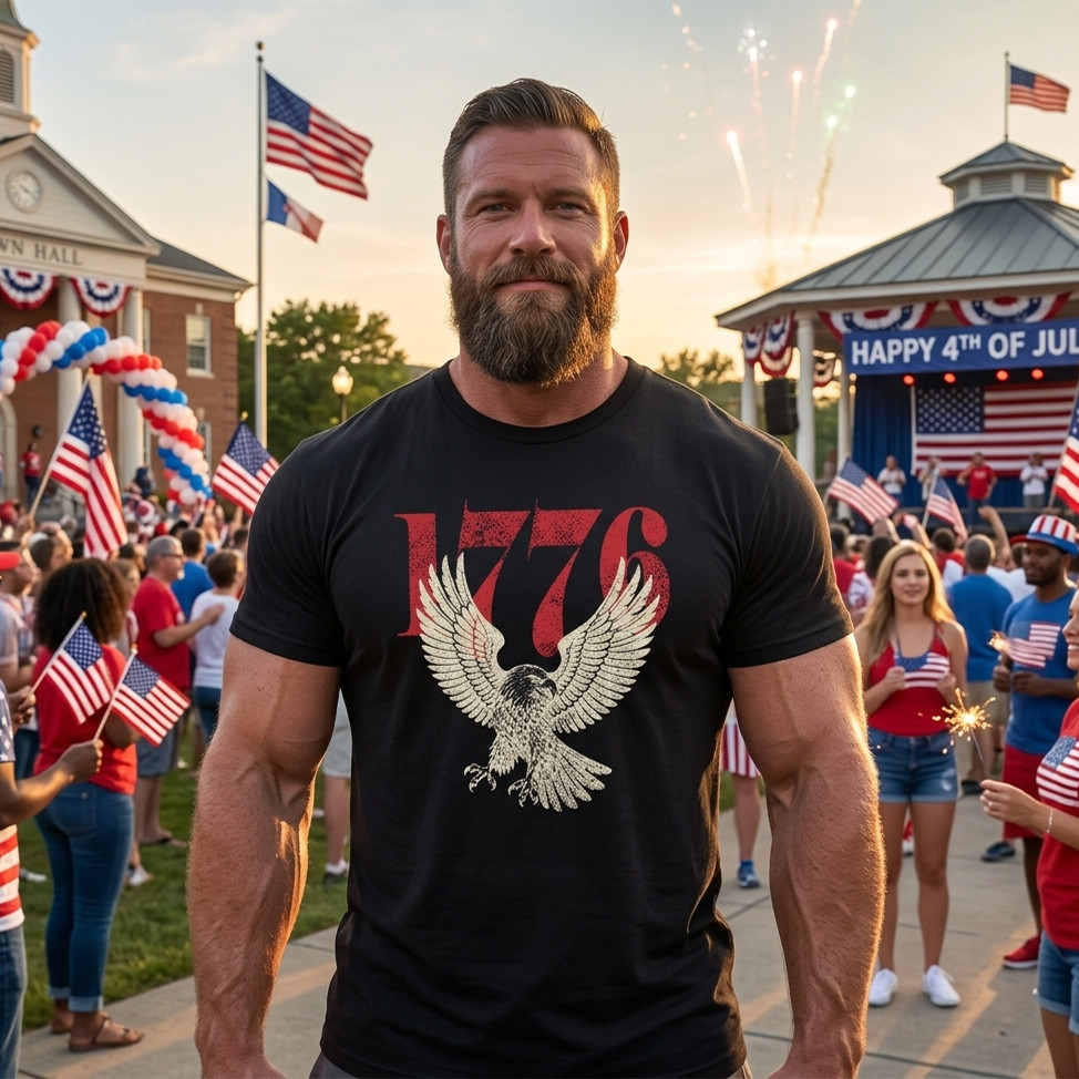 Retro 1776 Eagle USA T-shirt, Men’s Vintage 250th America Patriot Graphic Tee