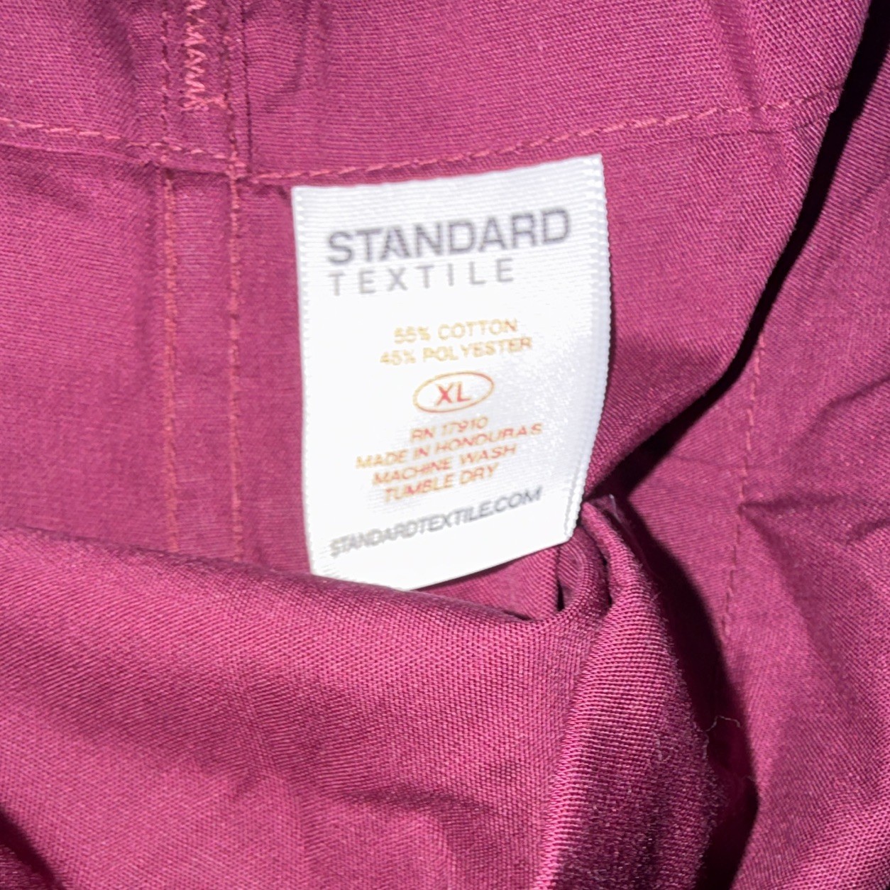 Standard Textile Unisex Medical Scrub Set (x2 )XL Burgundy/Pink Trim Solid Wove