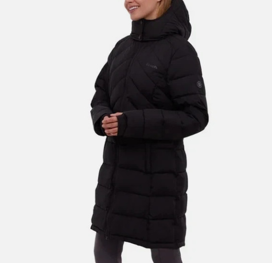 Bench Women’s Hooded Long Puffer Coat Jacket, Black, Size Large (a small rip)