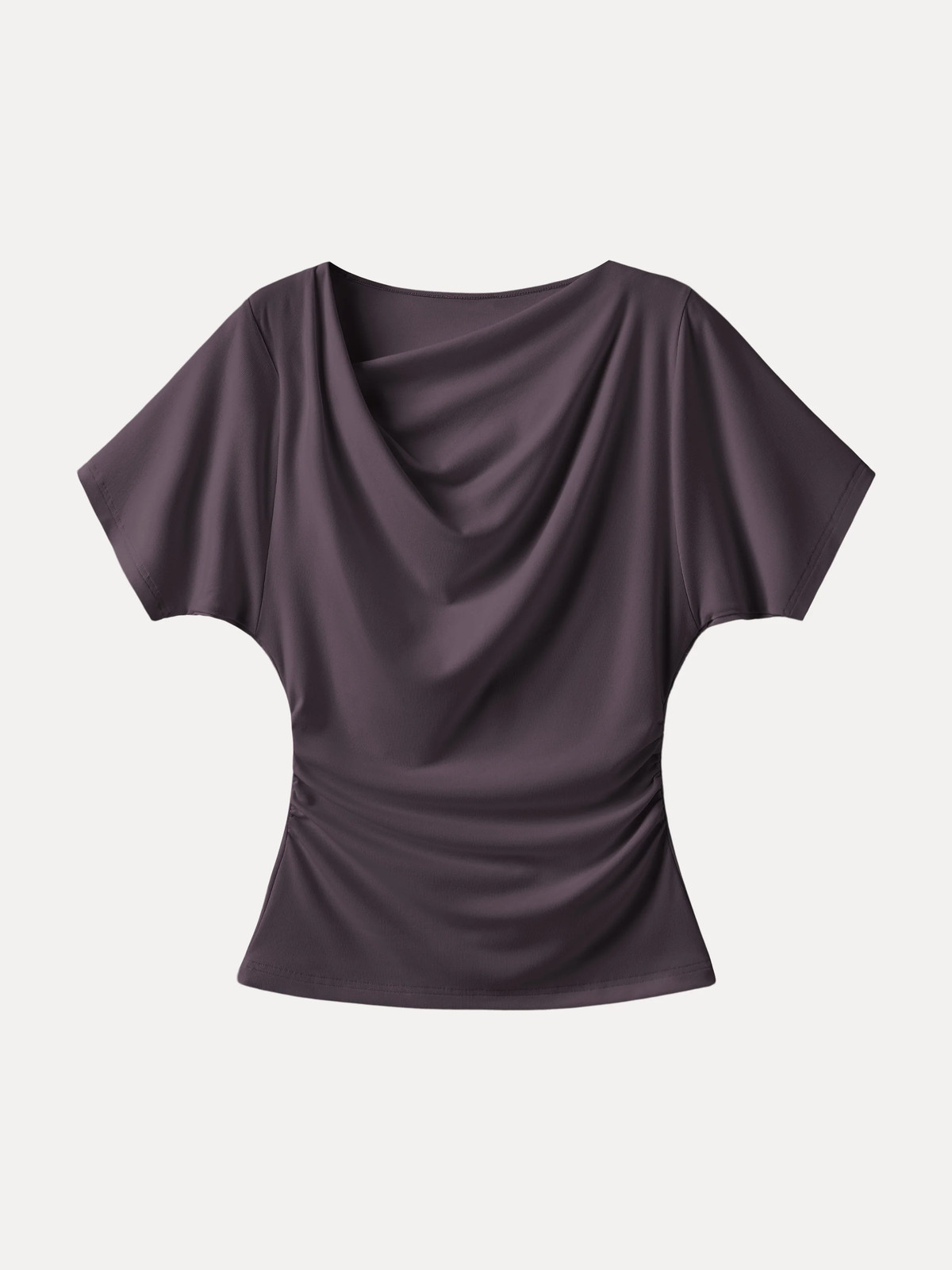 OGL Asymmetrical Cowl Neck Ruched Top