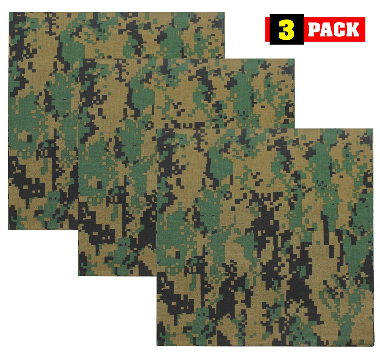 Camouflage Jumbo 27″ Bandana Tactical 100% Cotton Bandanna Head Cover 3Pack