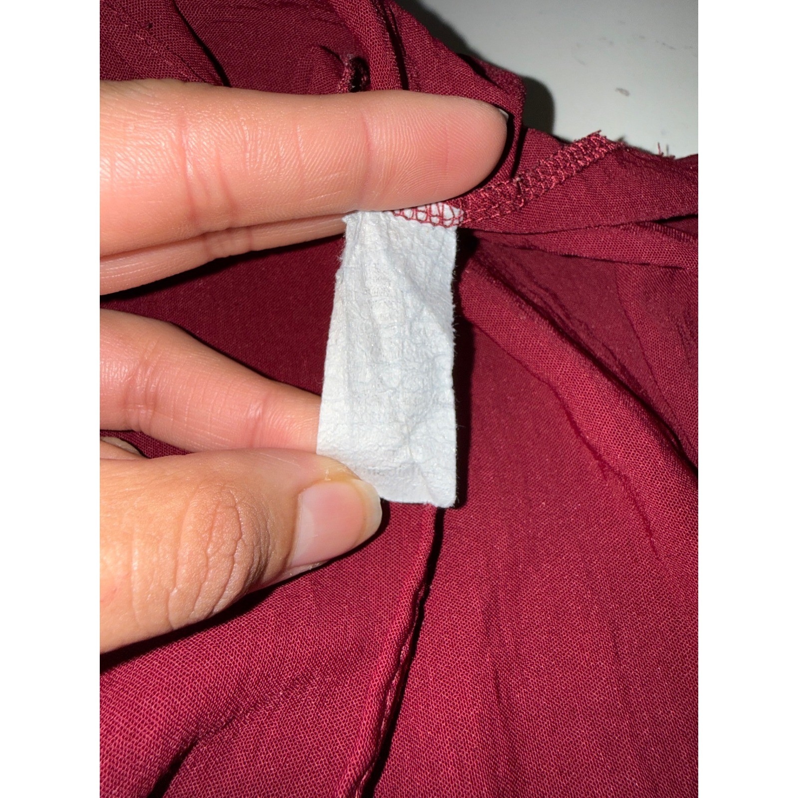 ee:some Burgundy V-Neck Batwing Sleeve Smocked Cuff Blouse Top Medium