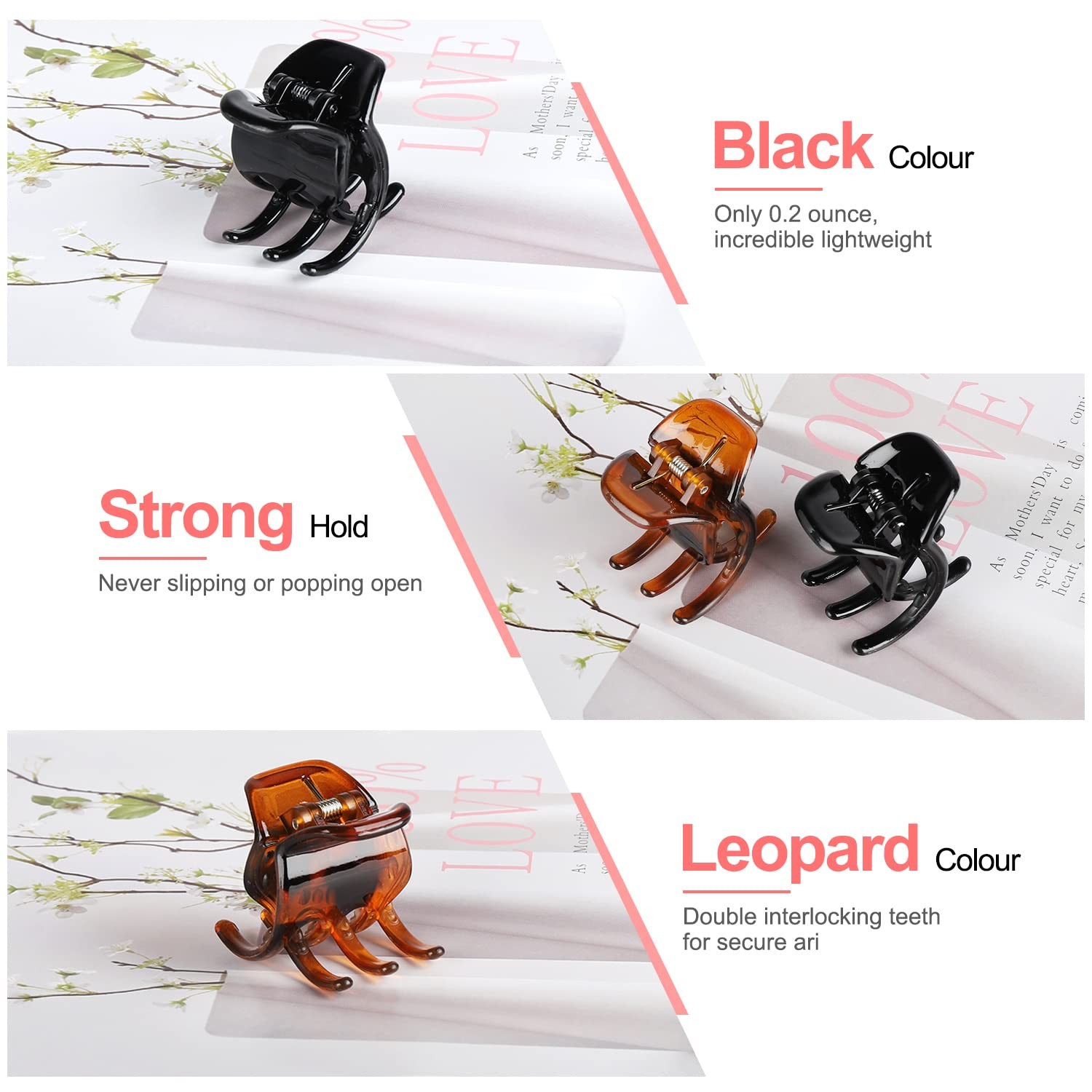 6 Pieces Hair Claw Clips, 1.3 Inch Jaw Clips for Thick or Medium Hair
