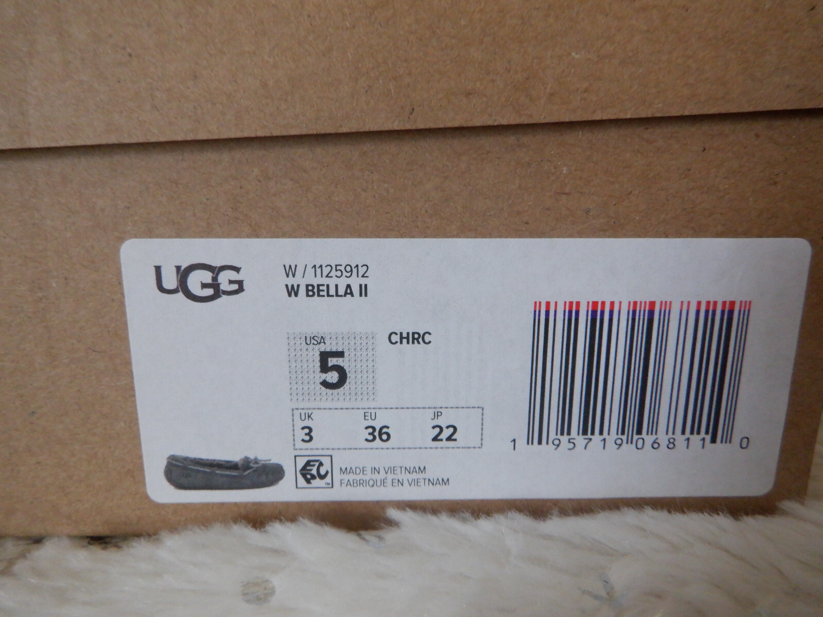UGG Bella II Slippers Suede Moccasins Slip On Charcoal Gray Size 5 NEW IN BOX