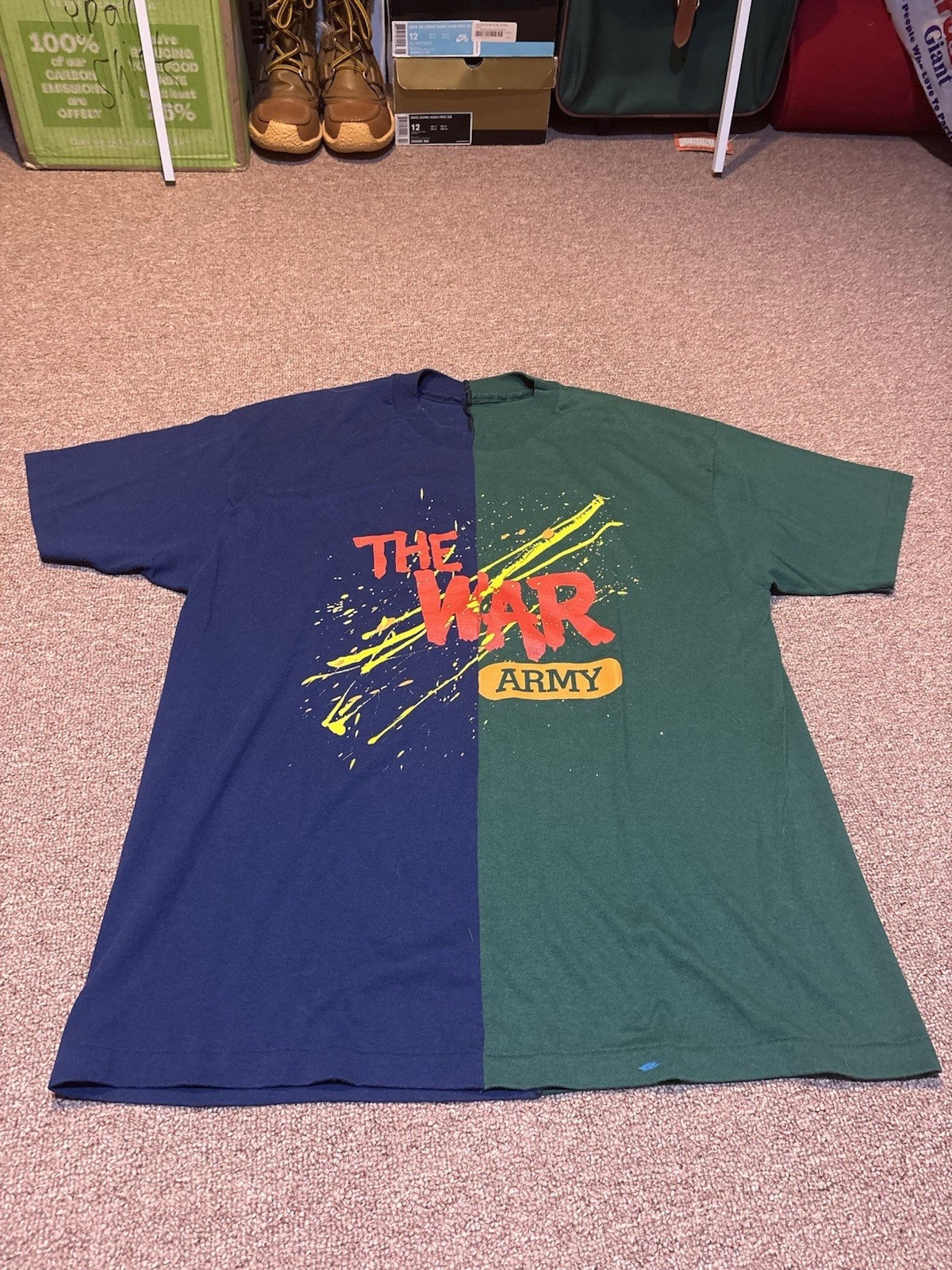 Vintage 1990s The War Military Football Army Vs Navy Split T Shirt