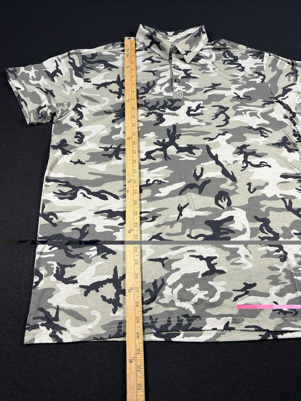Warrior Men’s L Gray/Black/White Camo Polo Short Sleeve Logo (1080)