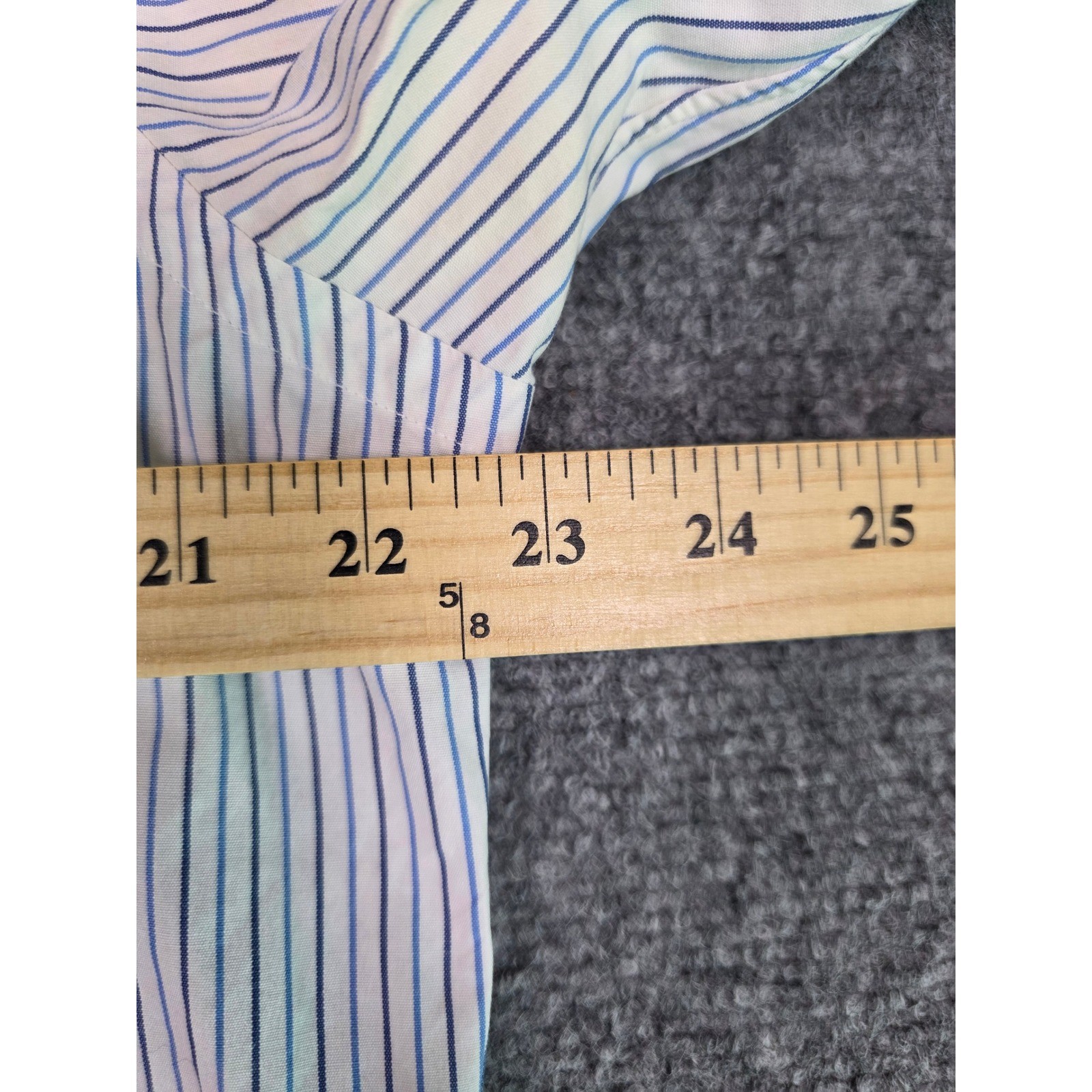 Vintage Nordstrom Button Down Shirt Mens 15.5-32 Blue White Pinstripe Broadcloth