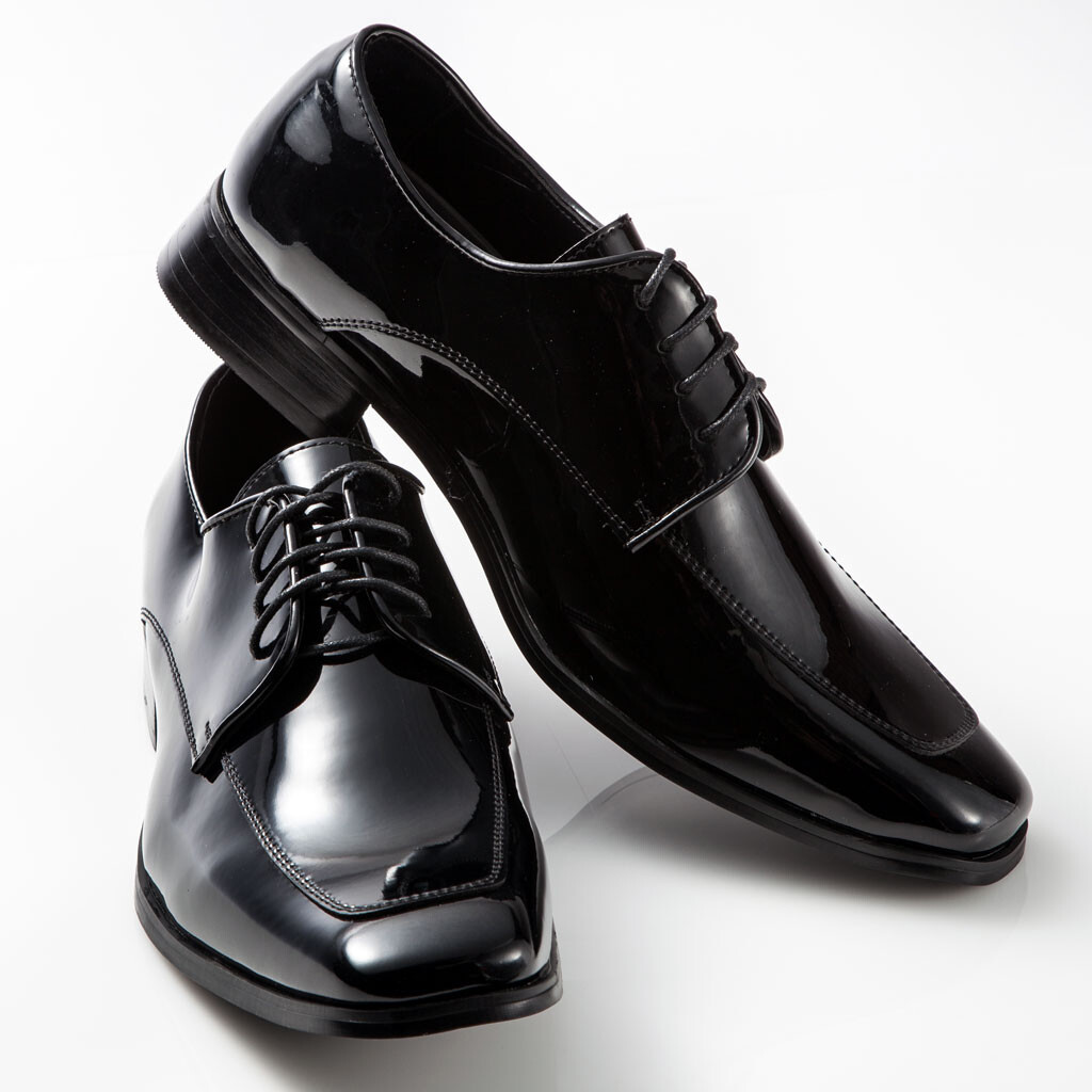 Men’s Fabian Couture Monaco Black Tuxedo Shoes Patent Leather *Damaged Discount*
