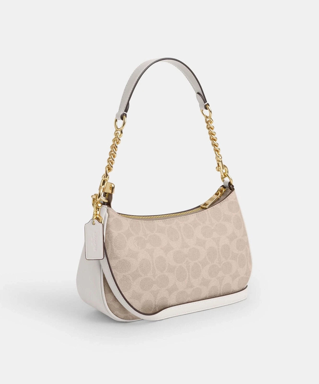 NWT Coach Teri Shoulder Bag In Signature Canvas CV933 Gold/White/Chalk Outlet