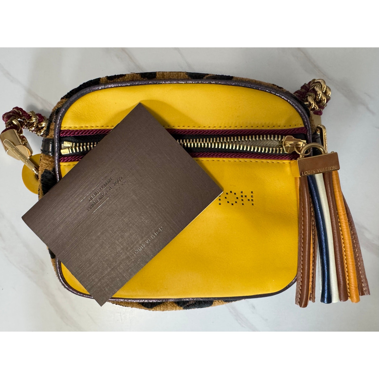 Vintage Louis Vuitton Limited Edition Savane Flight Mini Bag Yellow Leopard