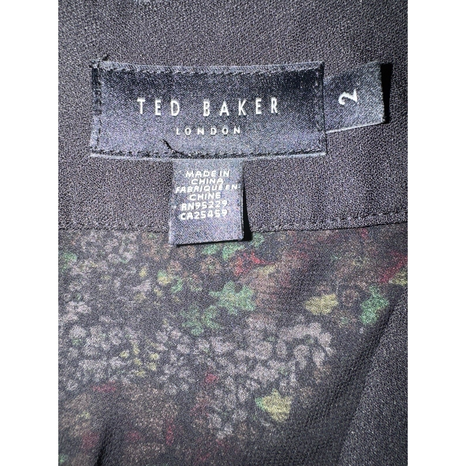 Ted Baker Women’s Floral Blouse Multicolor, Short Sleeve, Size 2