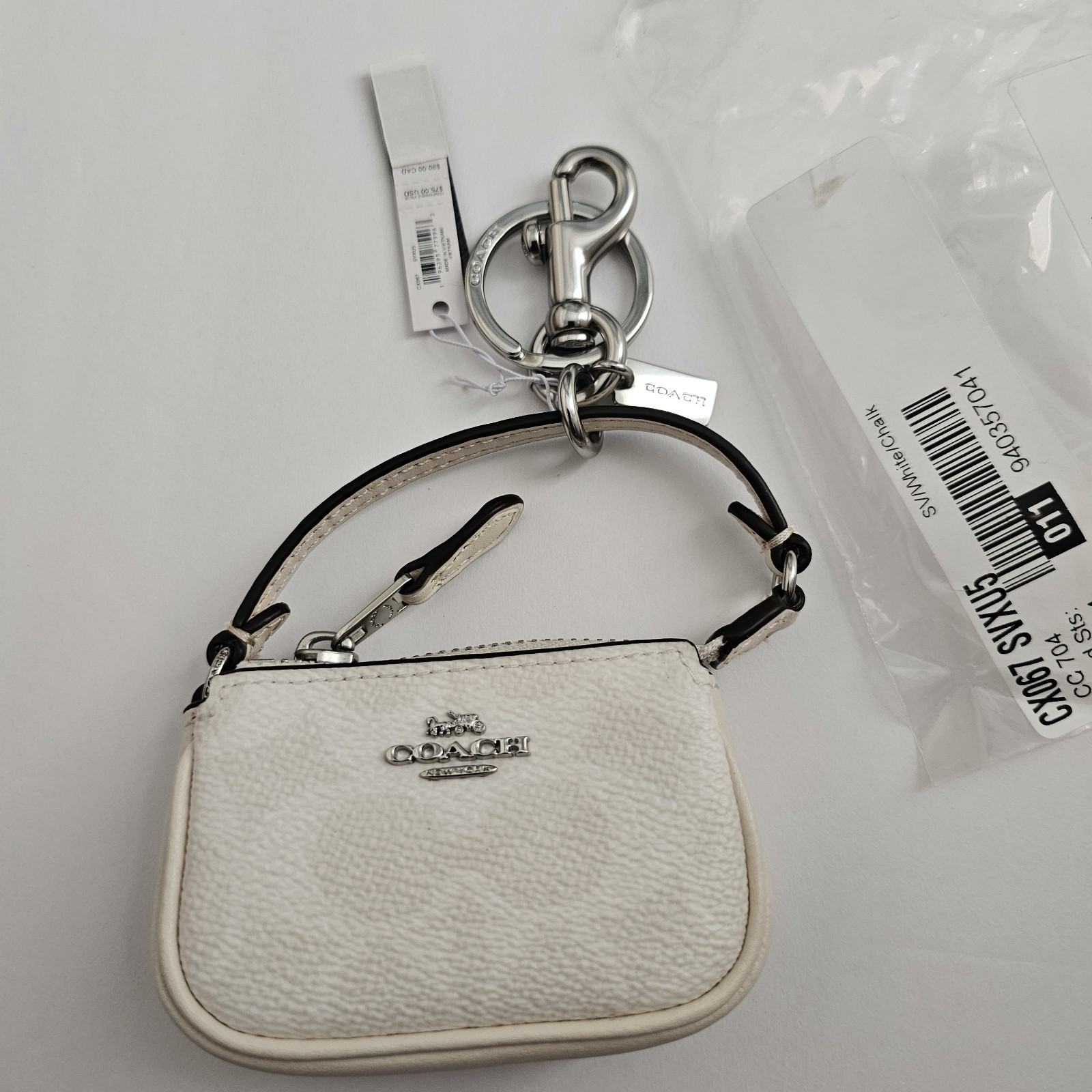 Coach ~ Mini Nolita Bag Charm In Signature Canvas White/Chalk CX067 NWT
