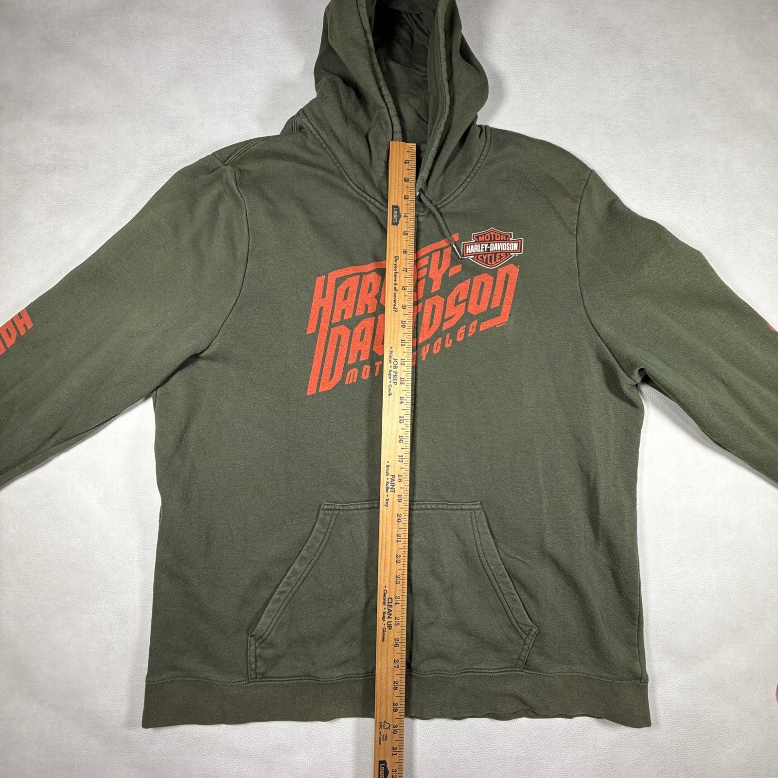 Harley-Davidson Mens Zip Up Hoodie Olive Green Orange Graphic Biker Large XL
