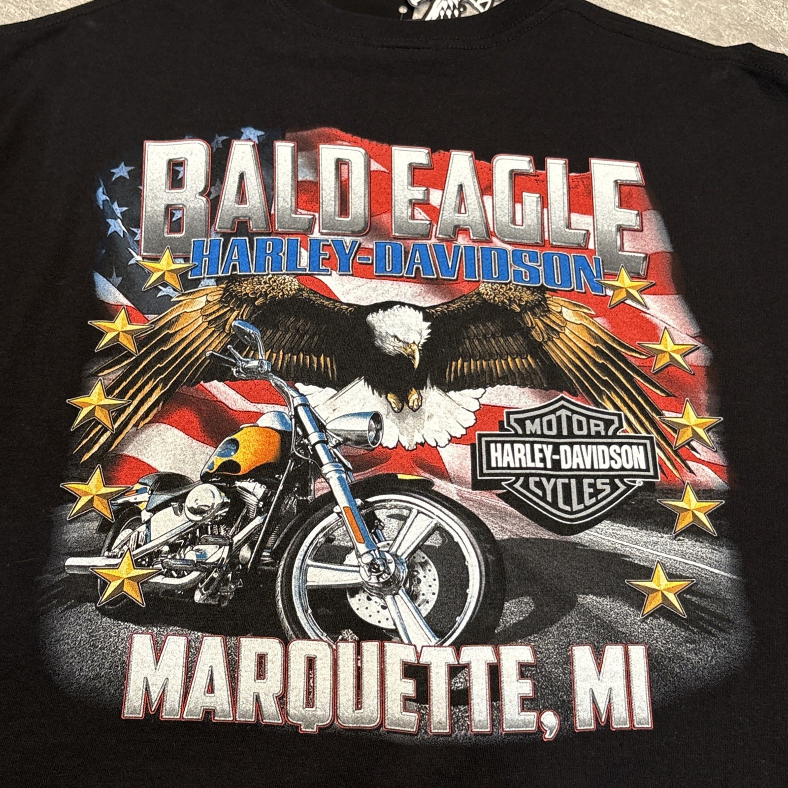 New 2015 Harley Davidson Skull American Flag Eagle Biker Motorcycle Shirt XL