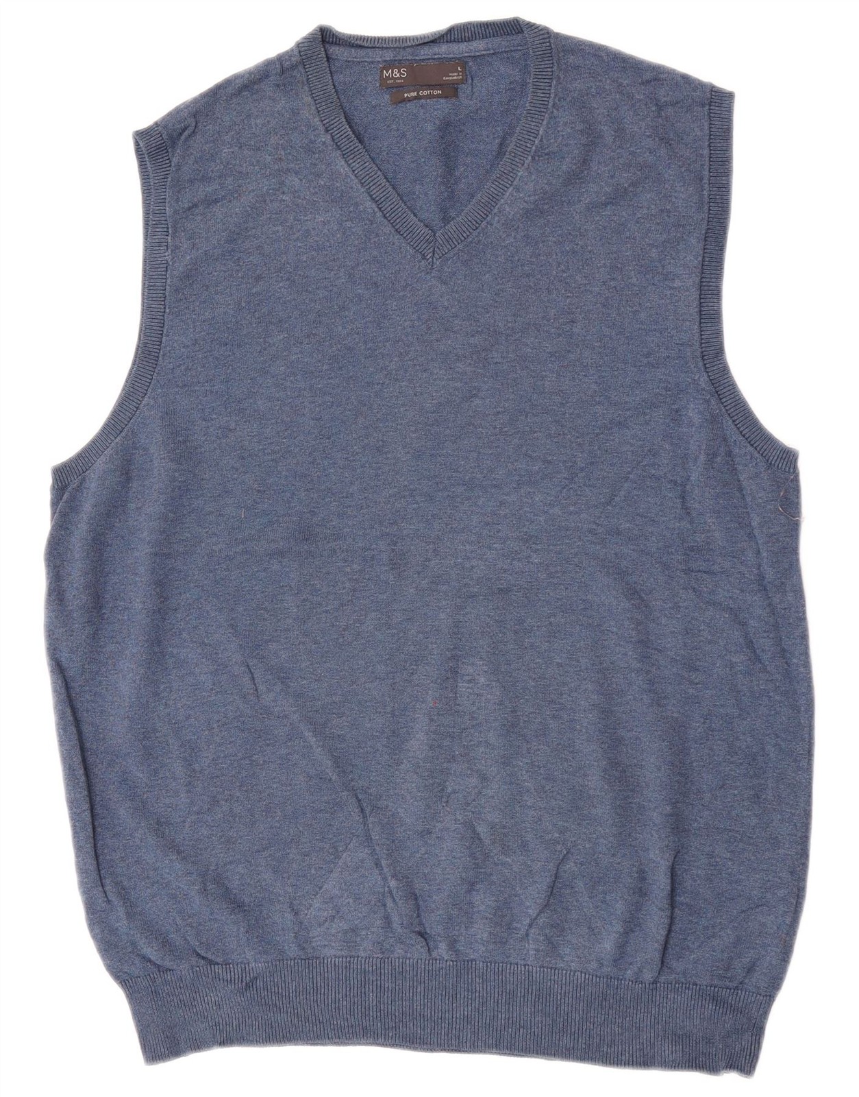 MARKS & SPENCER Mens Vest Tank Top Large Blue Cotton CP14