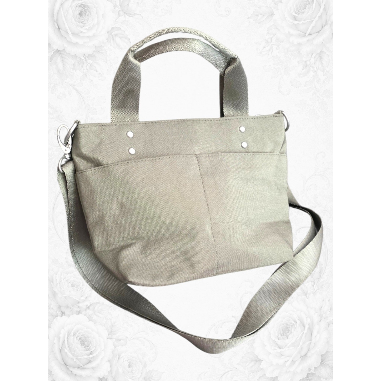 Baggallini Mini Tote Crossbody Bag Gray Travel Purse Lightweight Nylon Rare Find