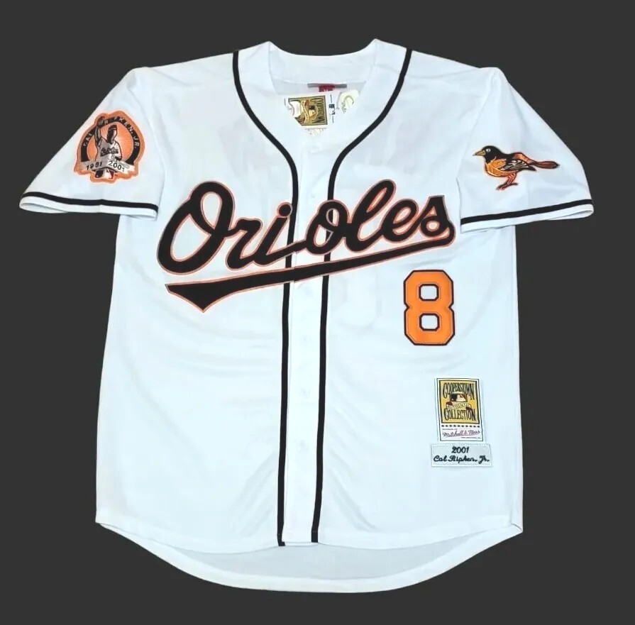 Cal Ripken Jr Baltimore Orioles 2001 Men’s Home White Baseball Button-Up Jersey