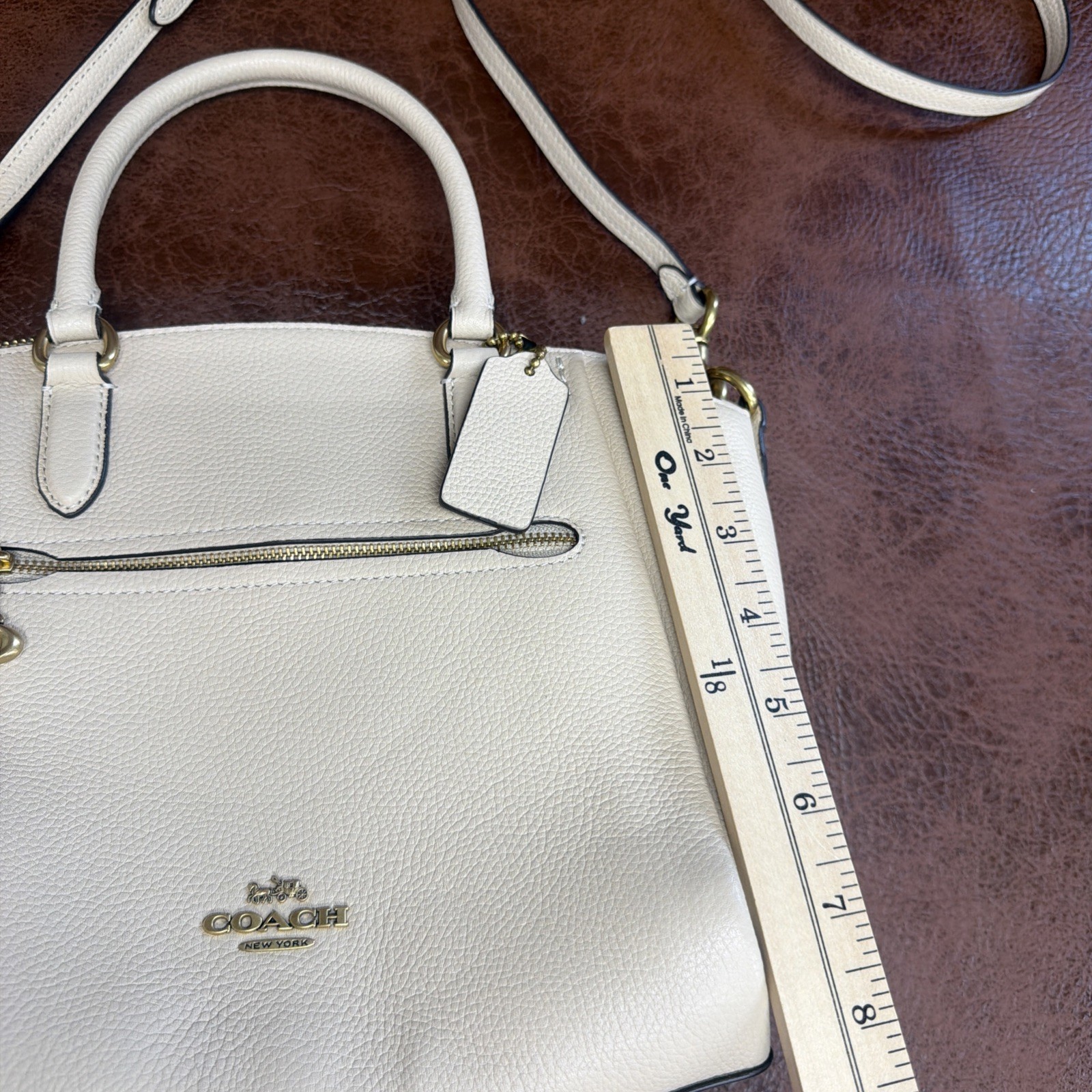 COACH ELISE Ivory Pebbles LEATHER CROSSBODY 79316 SATCHEL CONVERTIBLE