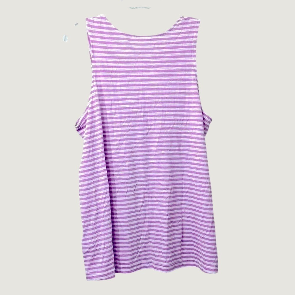 Caslon Asymmetrical Scoop Neck Striped Tank Top Womens Large Purple White NWOT
