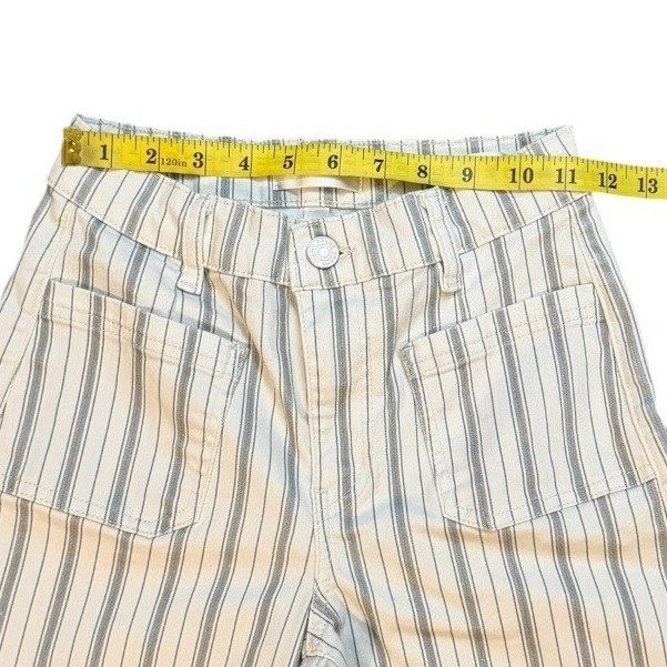 FRAME Womens Le Slim Palazzo Jeans 25 Ivory Sage Stripe Stretch Wide Leg
