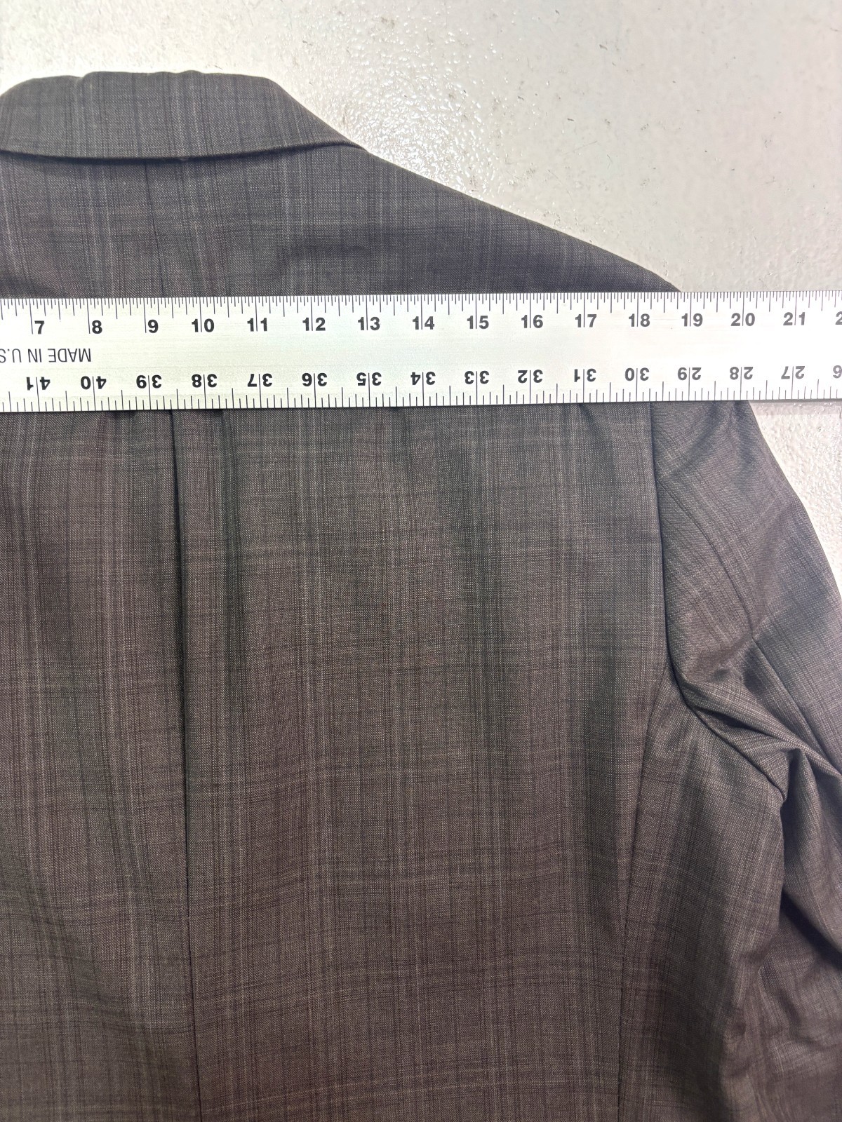 Hart Schaffner Marx 42R 36×29 2pc Pant Suit Brown Plaid Recent Modern Wool USA